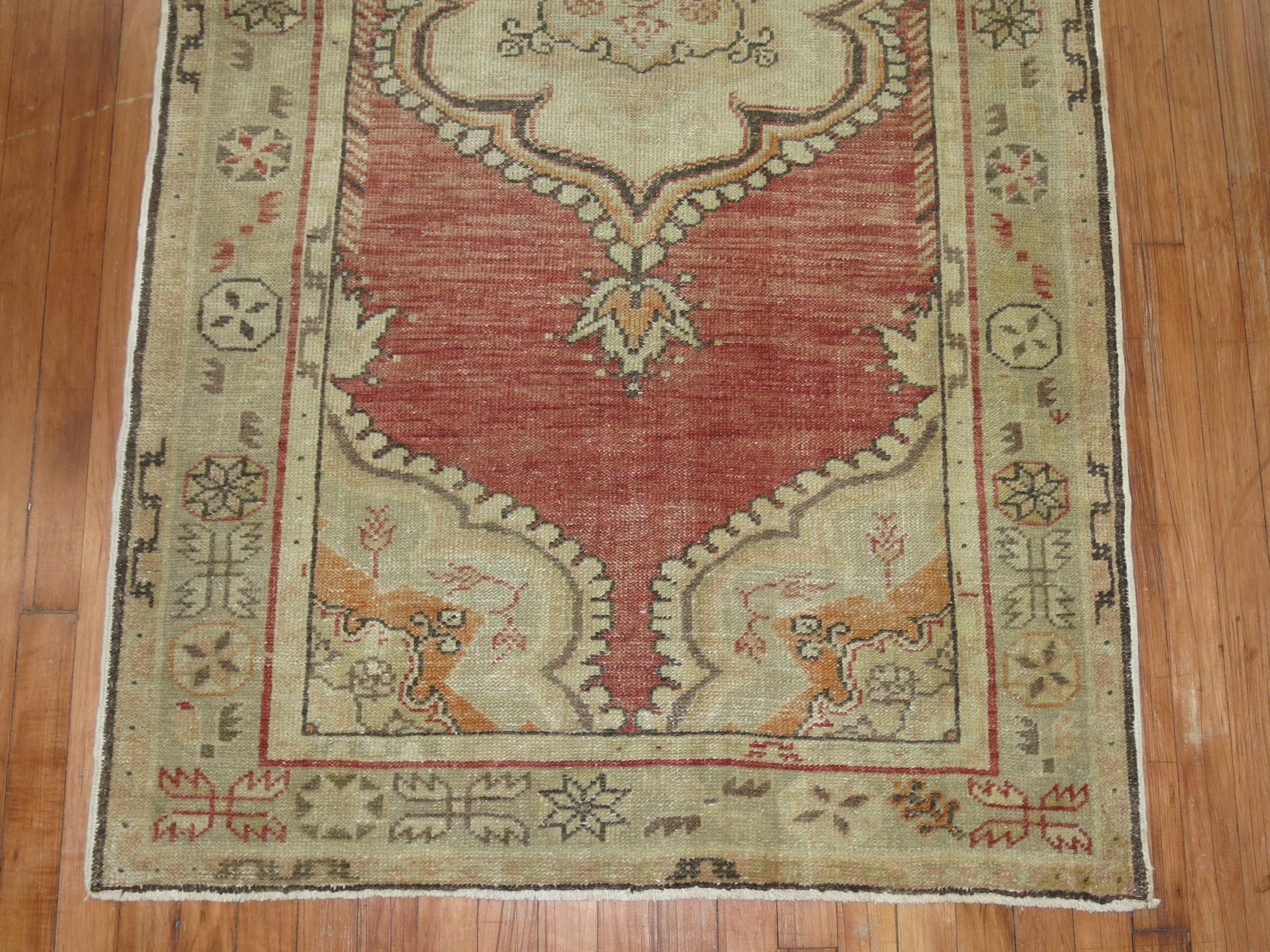 Midcentury one of a kind Turkish Oushak small runner.