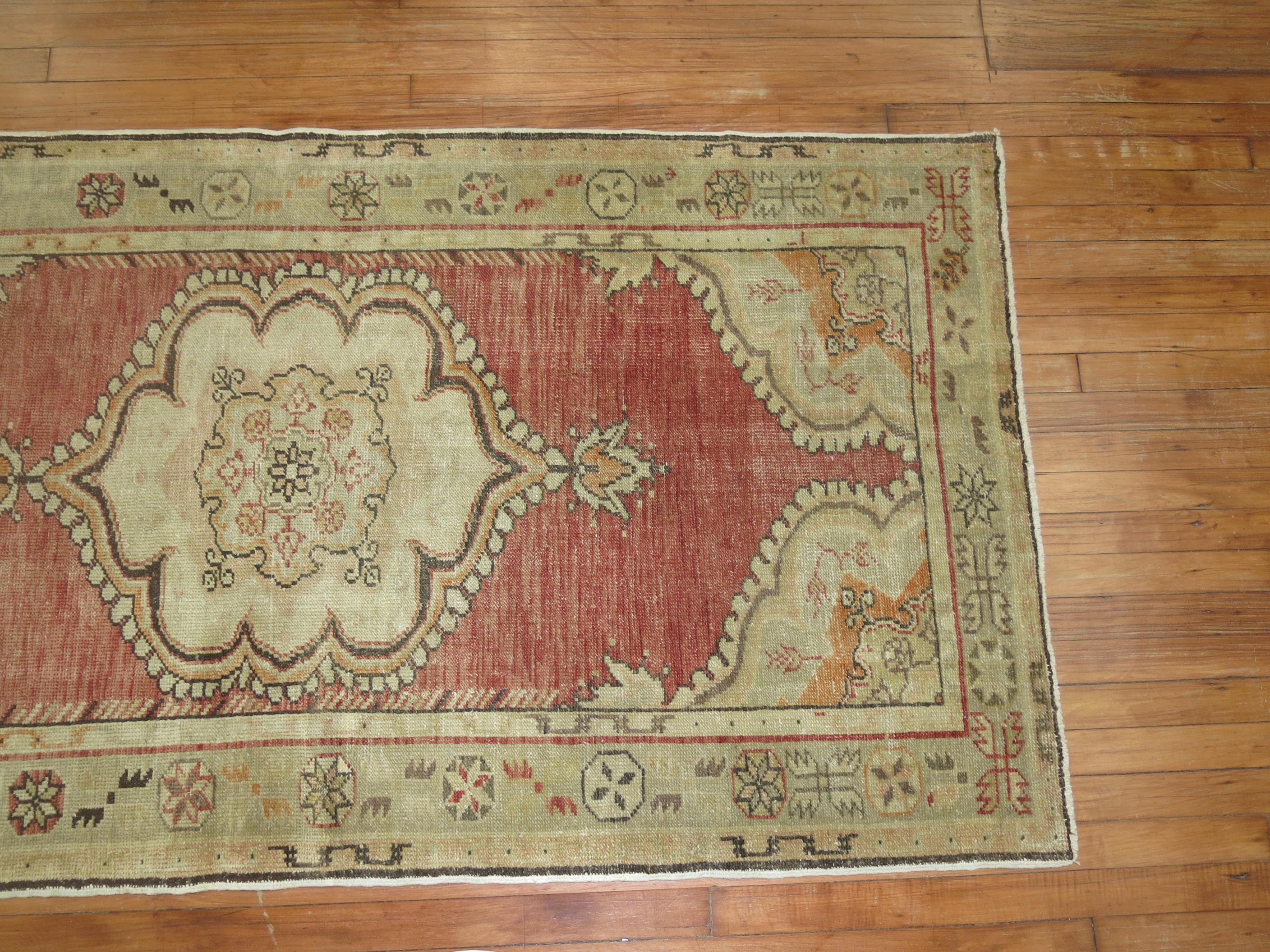 Turkish Vintage Oushak Runner In Good Condition In New York, NY