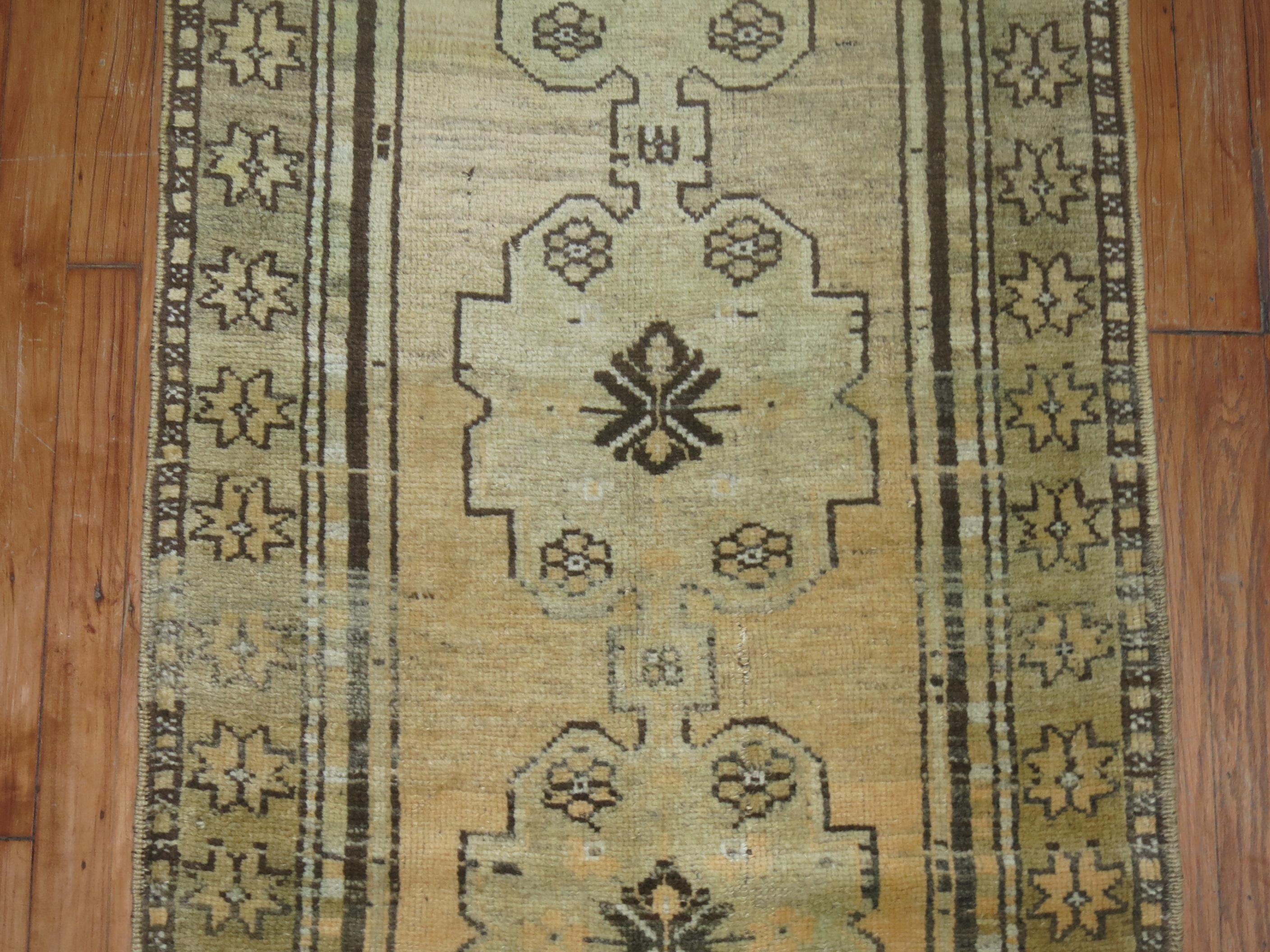 Turkish Vintage Oushak Runner In Good Condition For Sale In New York, NY