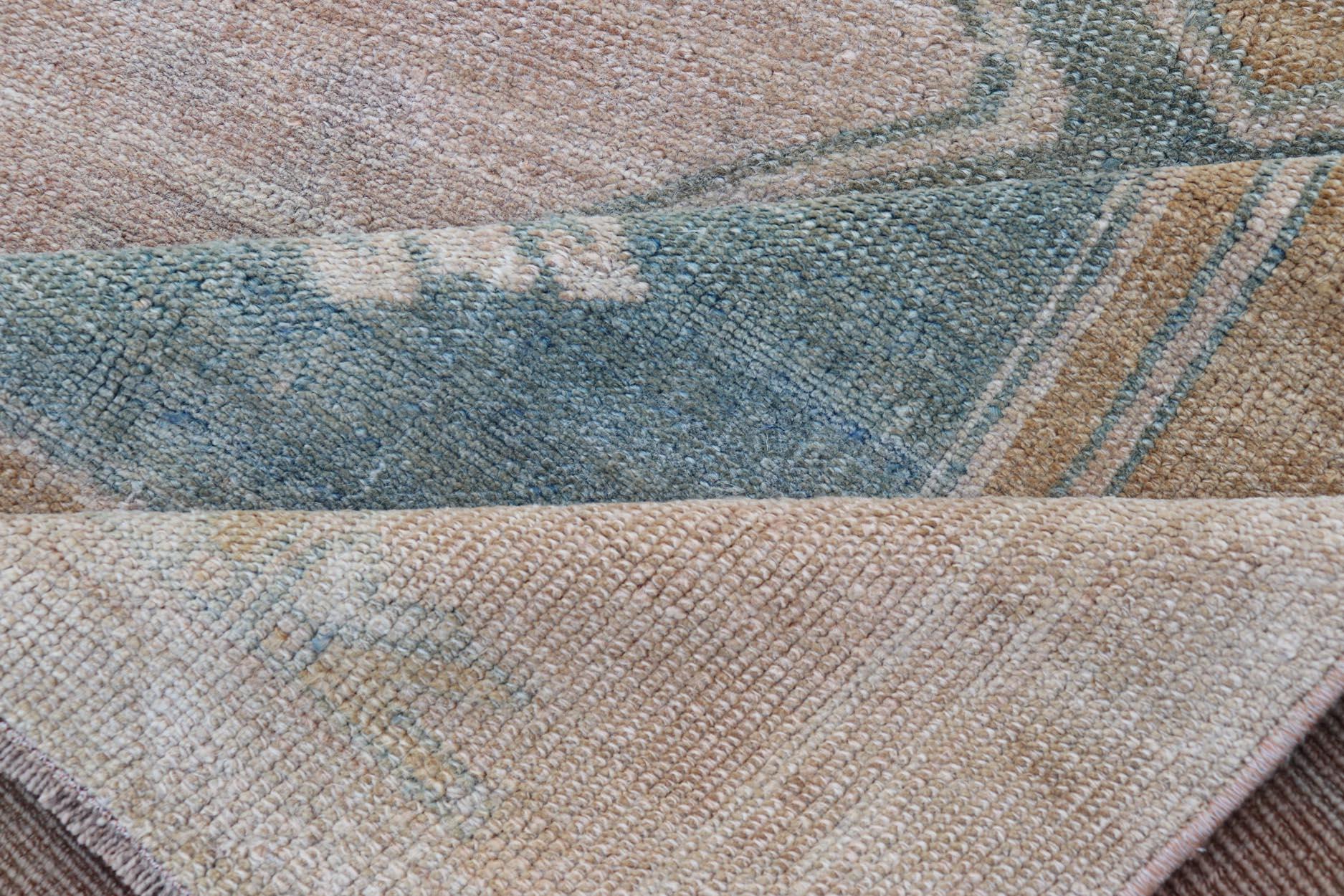 Turkish Vintage Oushak Runner With Medallions and Soft Pastel Colors 3'6 x 12'6 For Sale 3