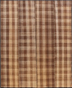 Turkish Vintage Plaid Design Flat-Weave Rug Keivan Woven Arts