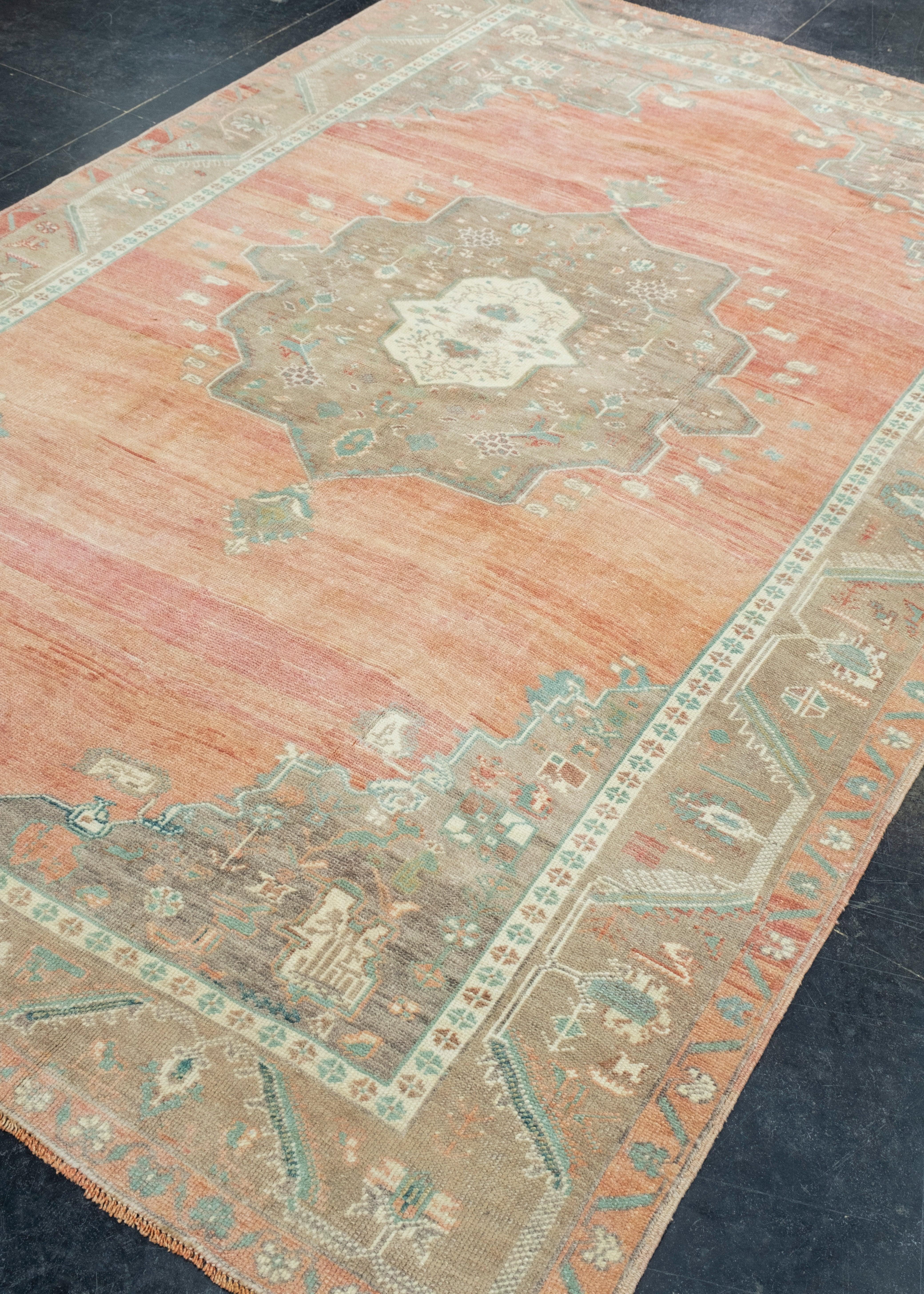 Annodato a mano Tappeto Vintage Turco 6' x 8'9