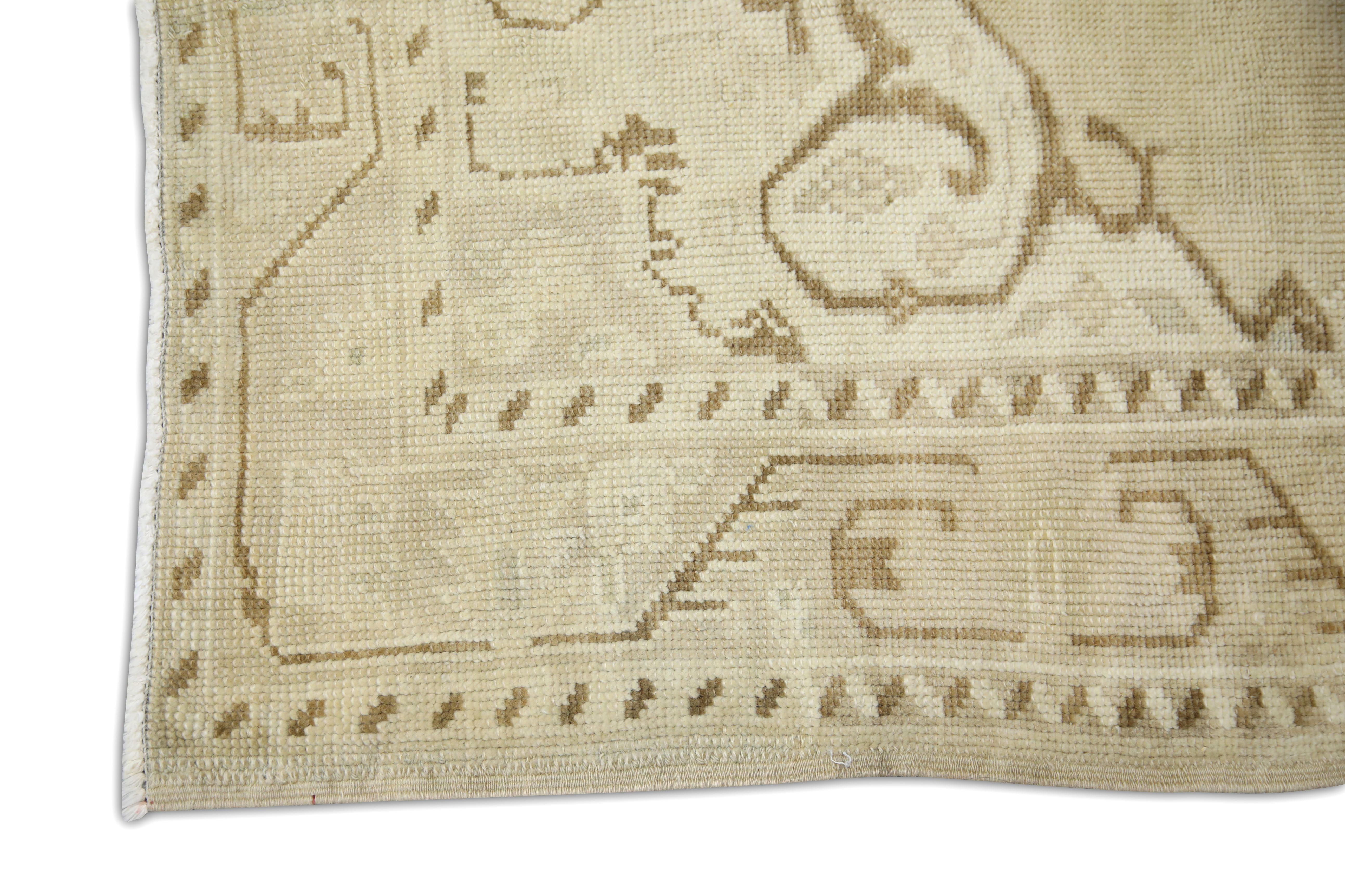 Vegetable Dyed Turkish Vintage Rug Beige Neutral Tones Handwoven Wool Rug 4'7