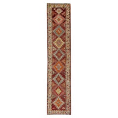 Turkish Vintage Rug Red Multicolor Runner 2'8" x 12'2"