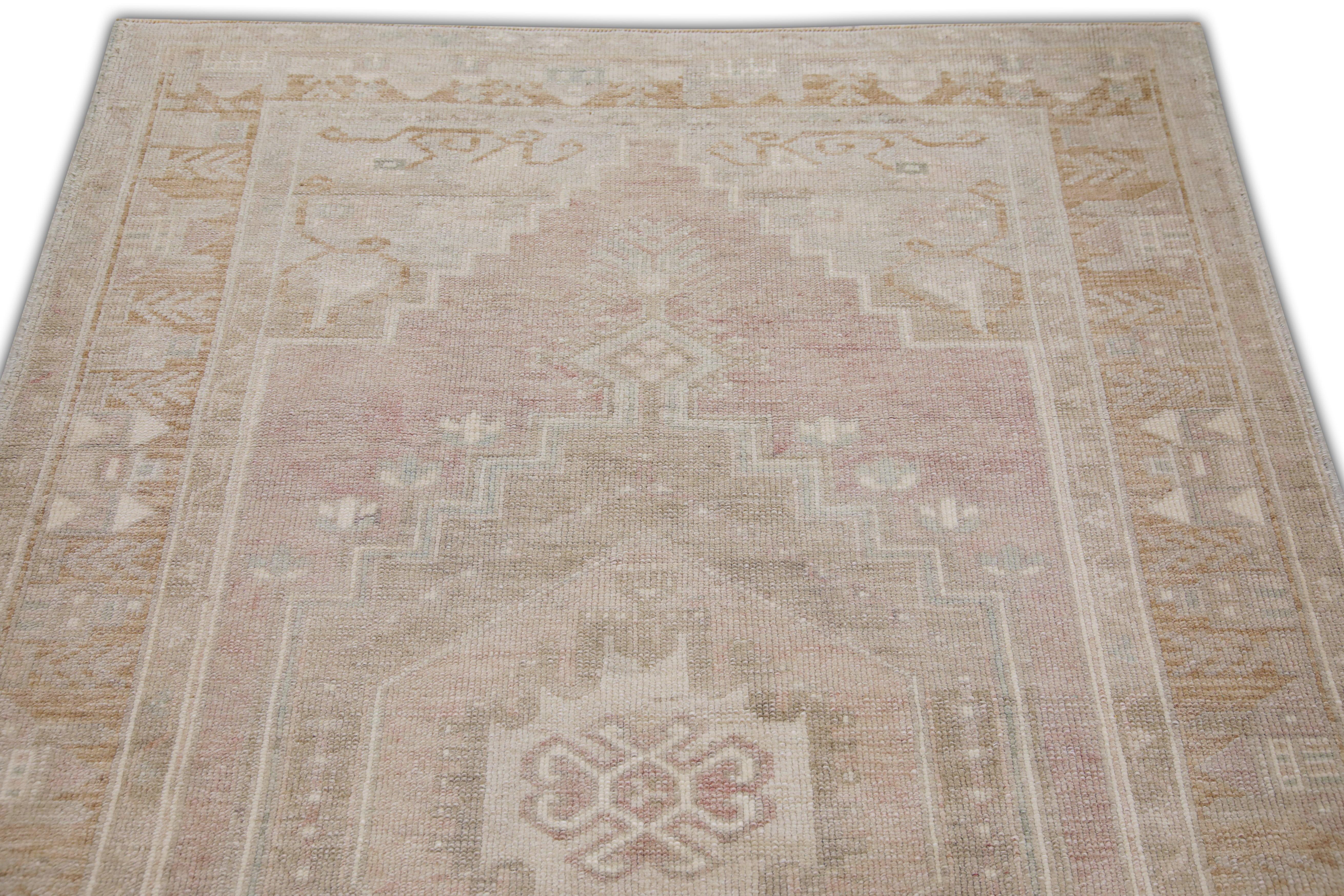 Tribale Tappeto Vintage Turco Morbido Blush Beige Tessuto a Mano in Lana 4' x 6'1