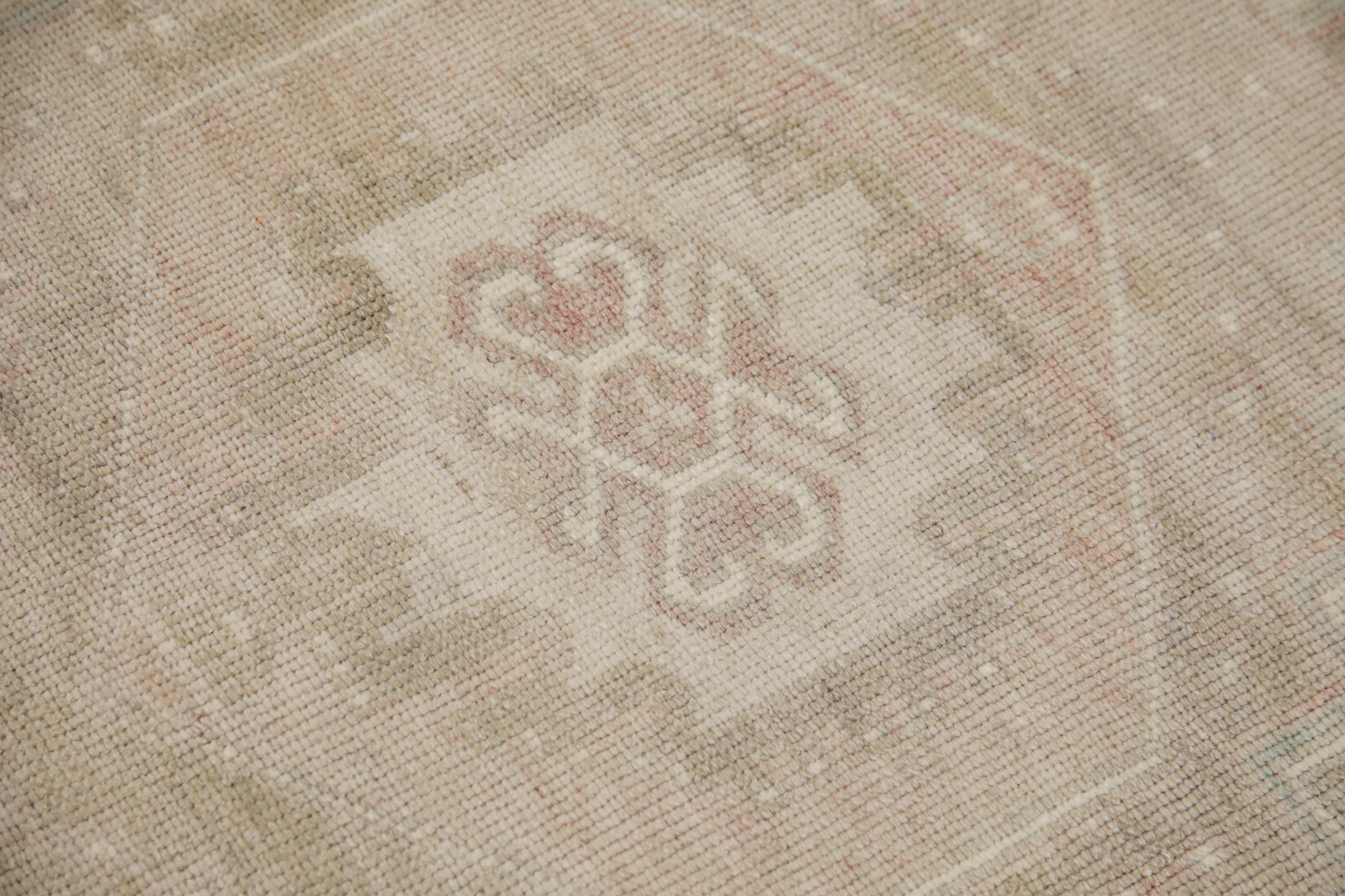 Tappeto Vintage Turco Morbido Blush Beige Tessuto a Mano in Lana 4' x 6'1