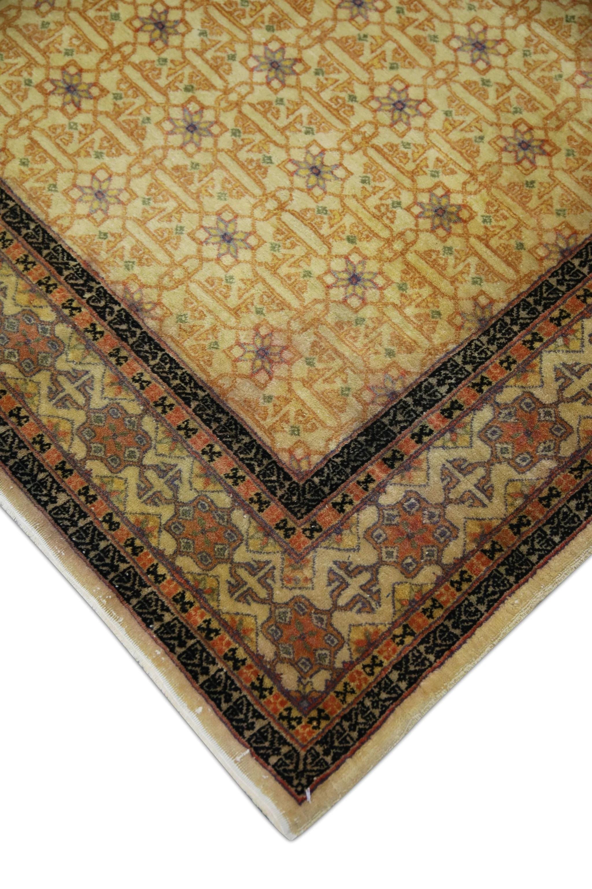 Tapis Vintage Turc Warm Gold Rust Tapis en laine tissé à la main 5' x 7'8