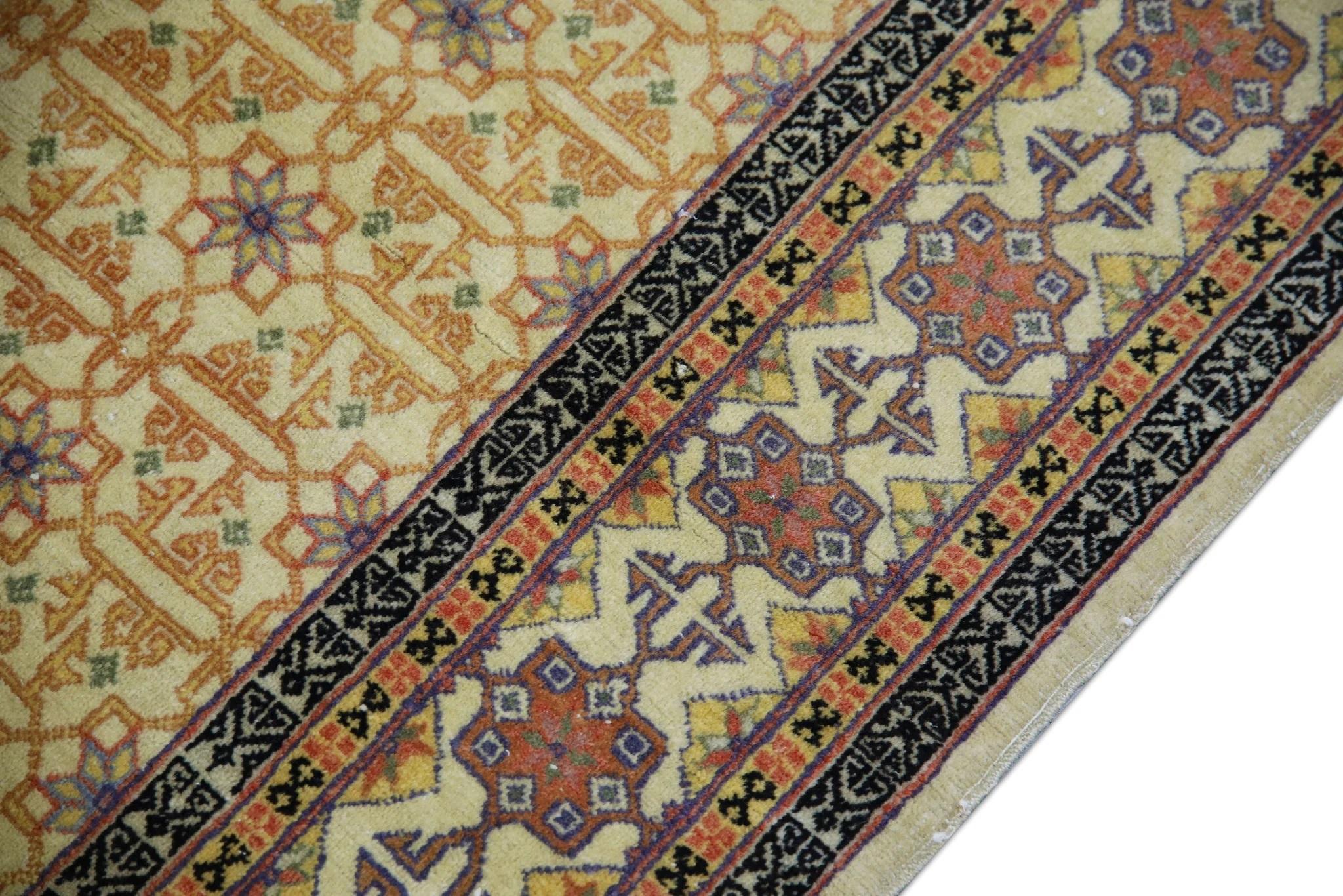 Teinture végétale Tapis Vintage Turc Warm Gold Rust Tapis en laine tissé à la main 5' x 7'8