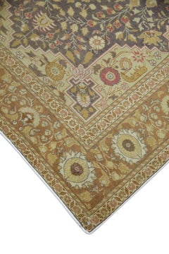Turkish Vintage Rug Yellow Beige Handwoven Wool Rug 4'2" x 6'