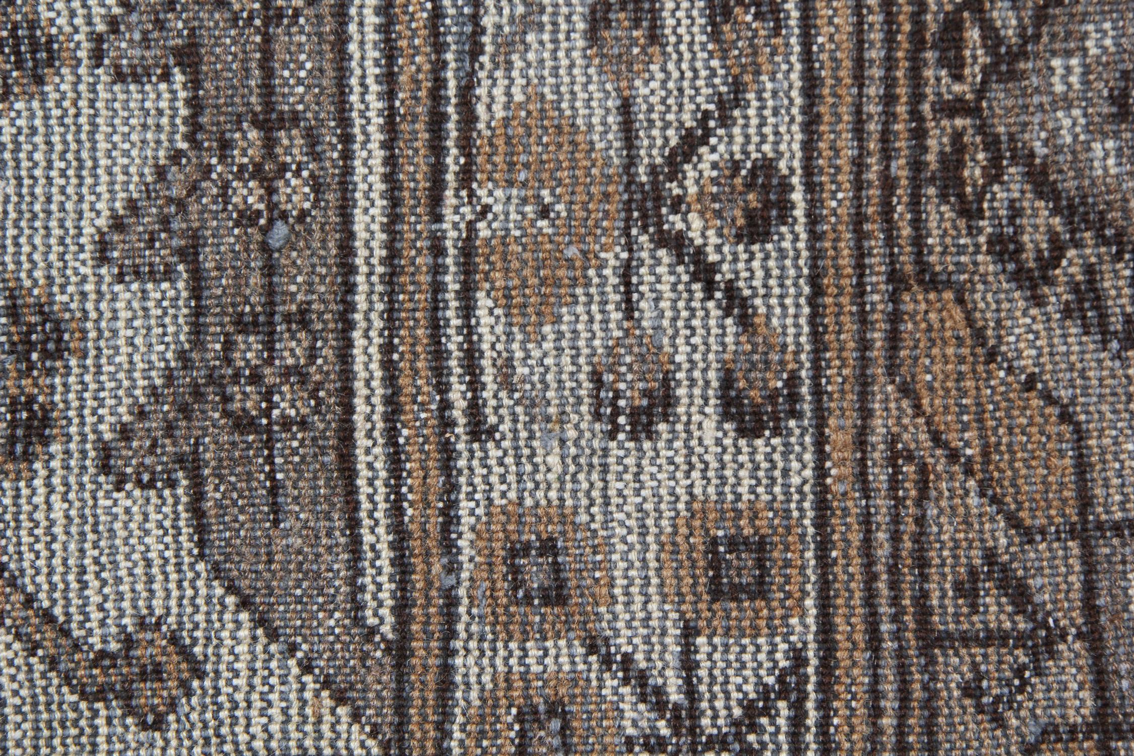 Hand-Woven Traditional Vintage Rugs, Geometric Handmade Carpet Rugs, Grey Oriental Rugs