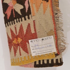 Turkish Vintage Kilim Runner, Hand-Woven Wool, Pastel Colors, 1950s
