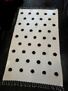 Turkish Woven Blanket or Throw with Raised Pom Pom Dots