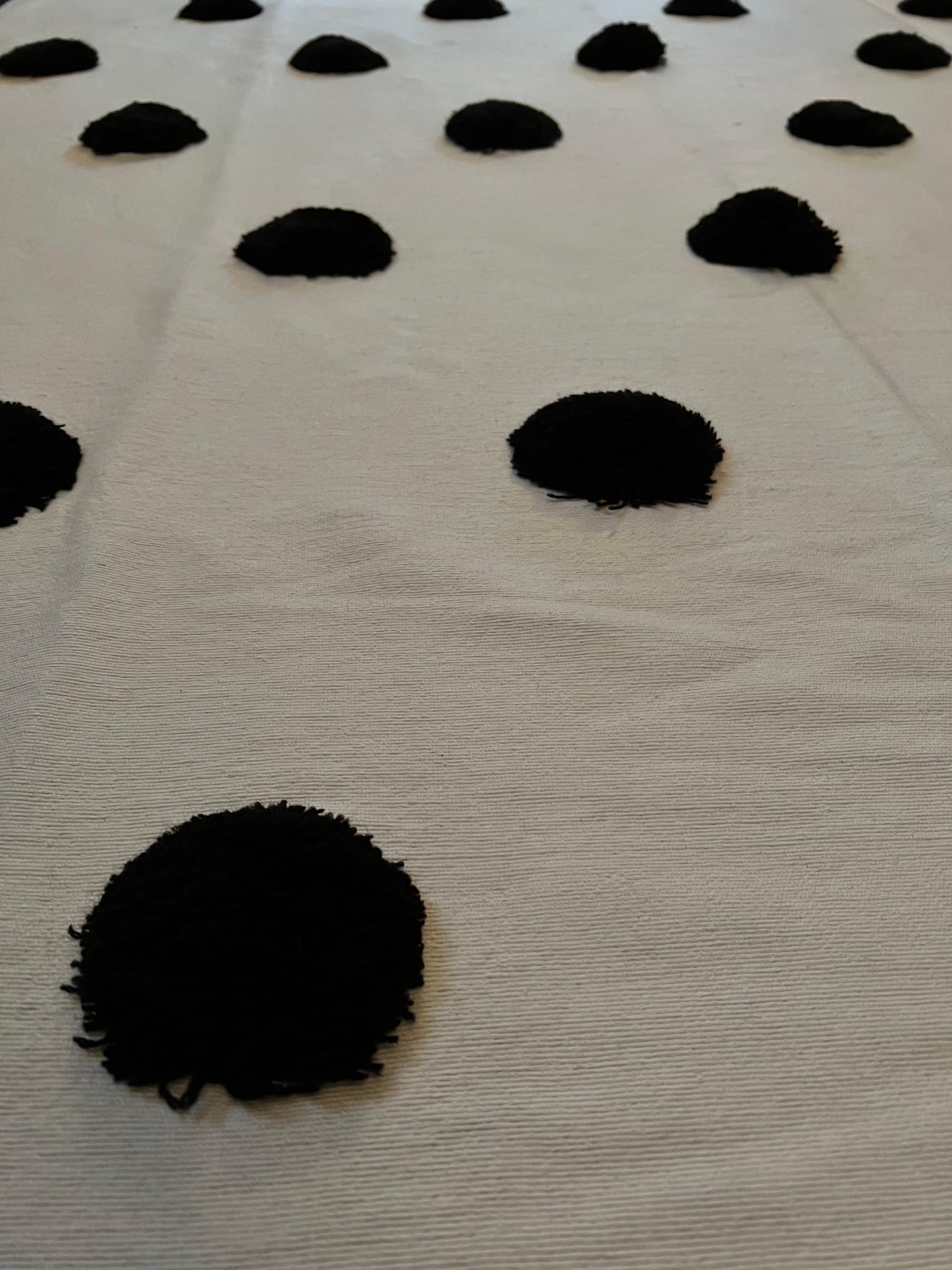 Contemporary Turkish Woven Blanket or Throw with Raised Pom Pom Dots For Sale