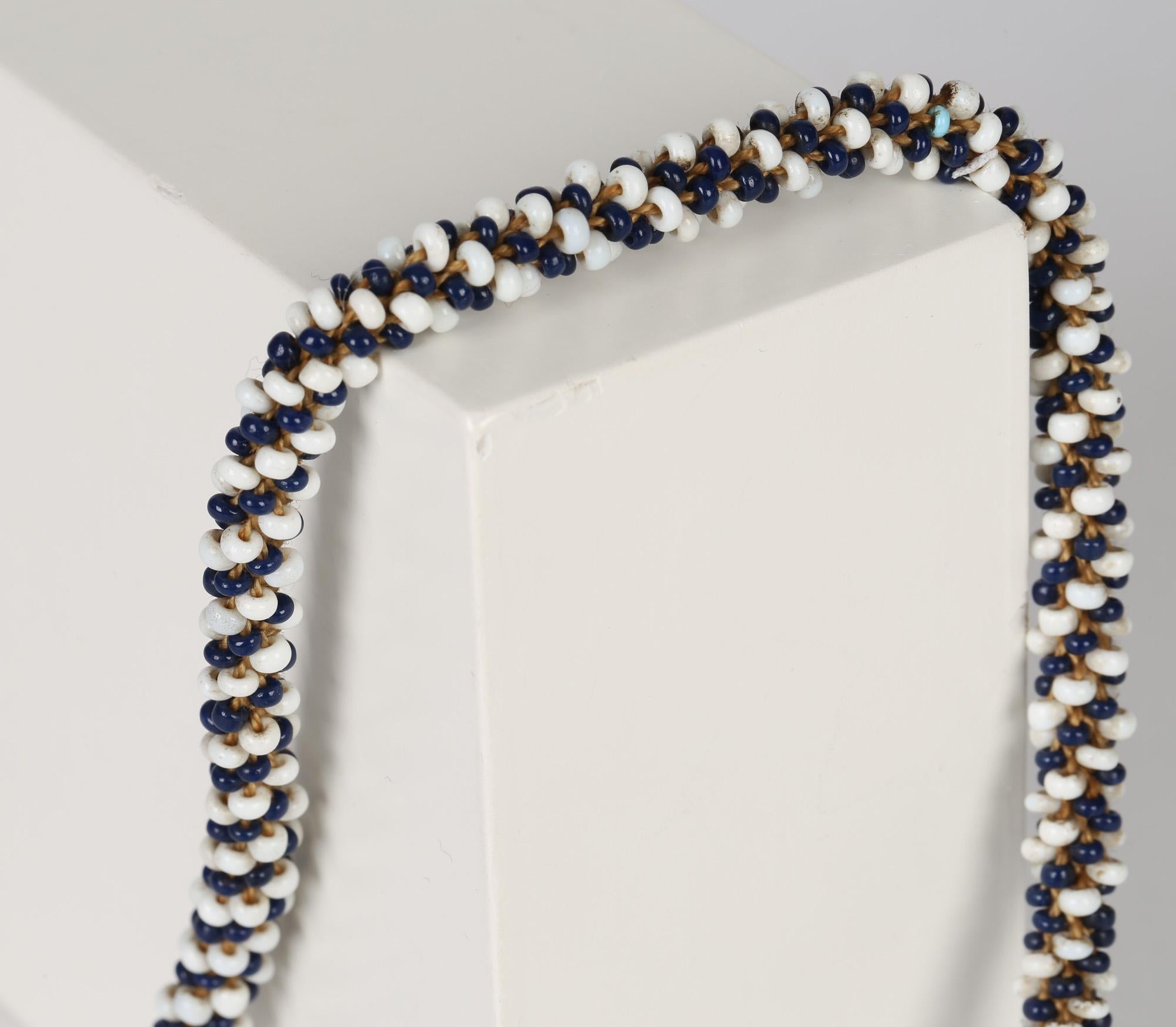 Turkish WWI Prisoner of War Glass Beadwork Amulet Necklace For Sale 4