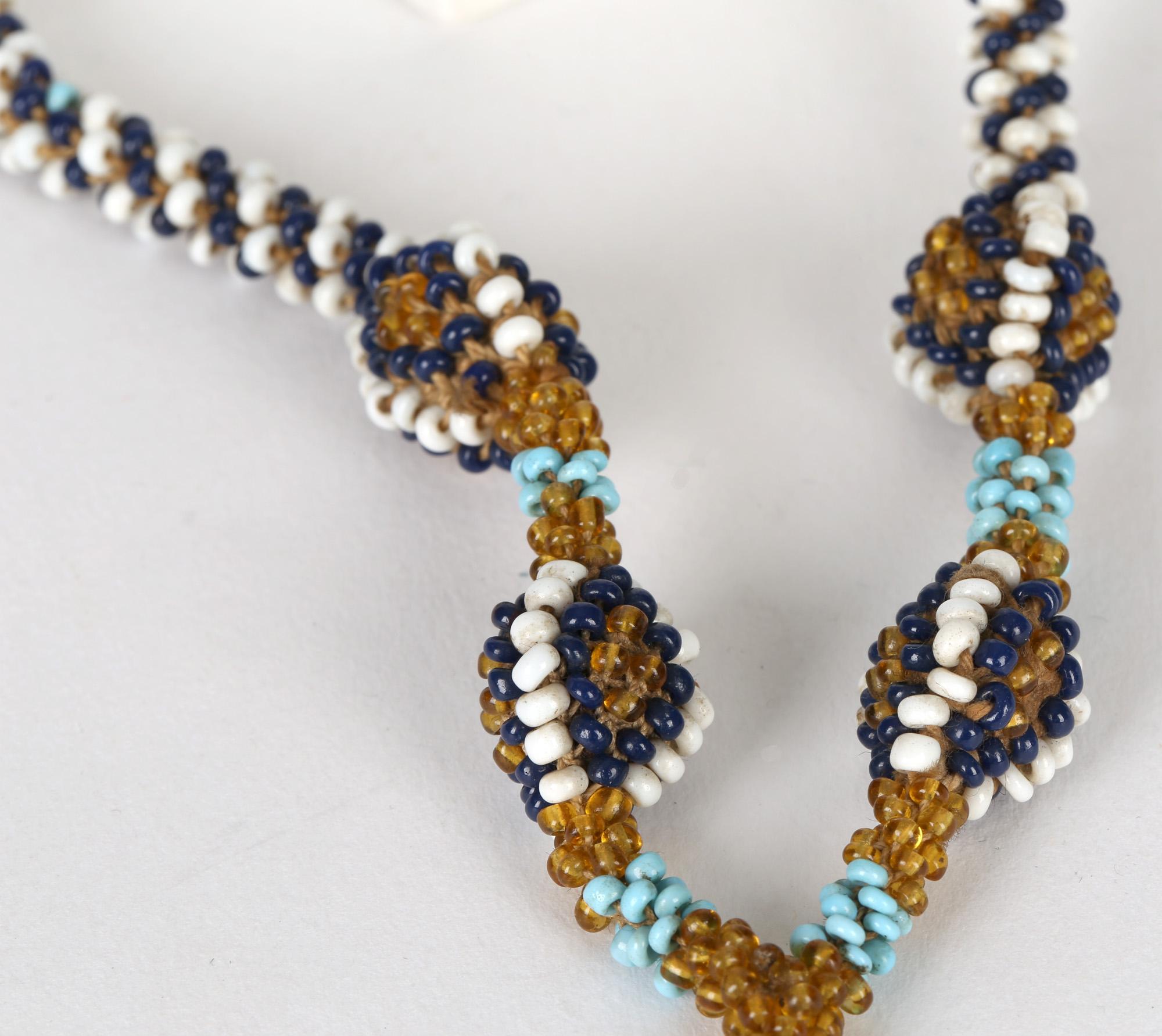 Folk Art Turkish WWI Prisoner of War Glass Beadwork Amulet Necklace For Sale