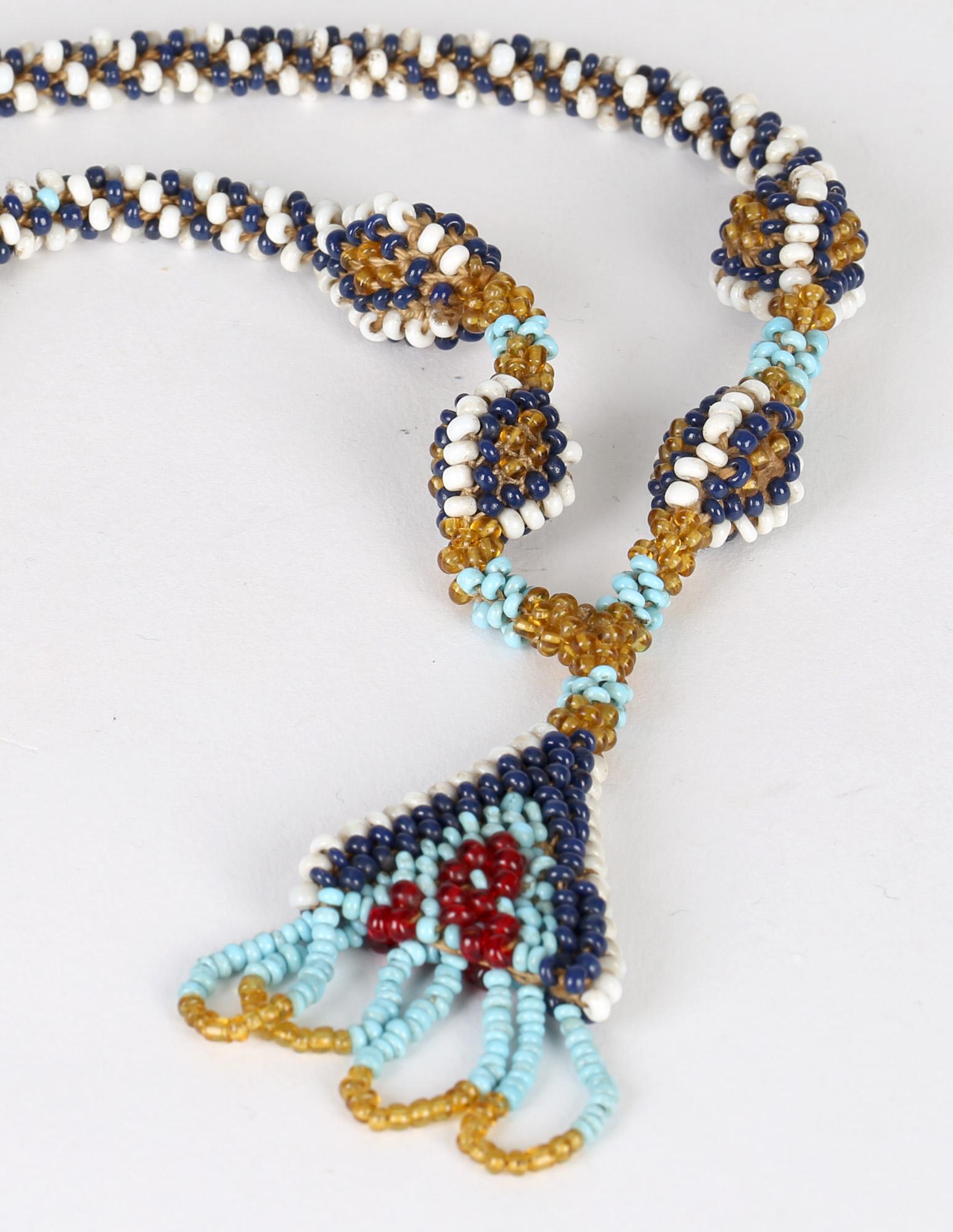 Turkish WWI Prisoner of War Glass Beadwork Amulet Necklace For Sale 1