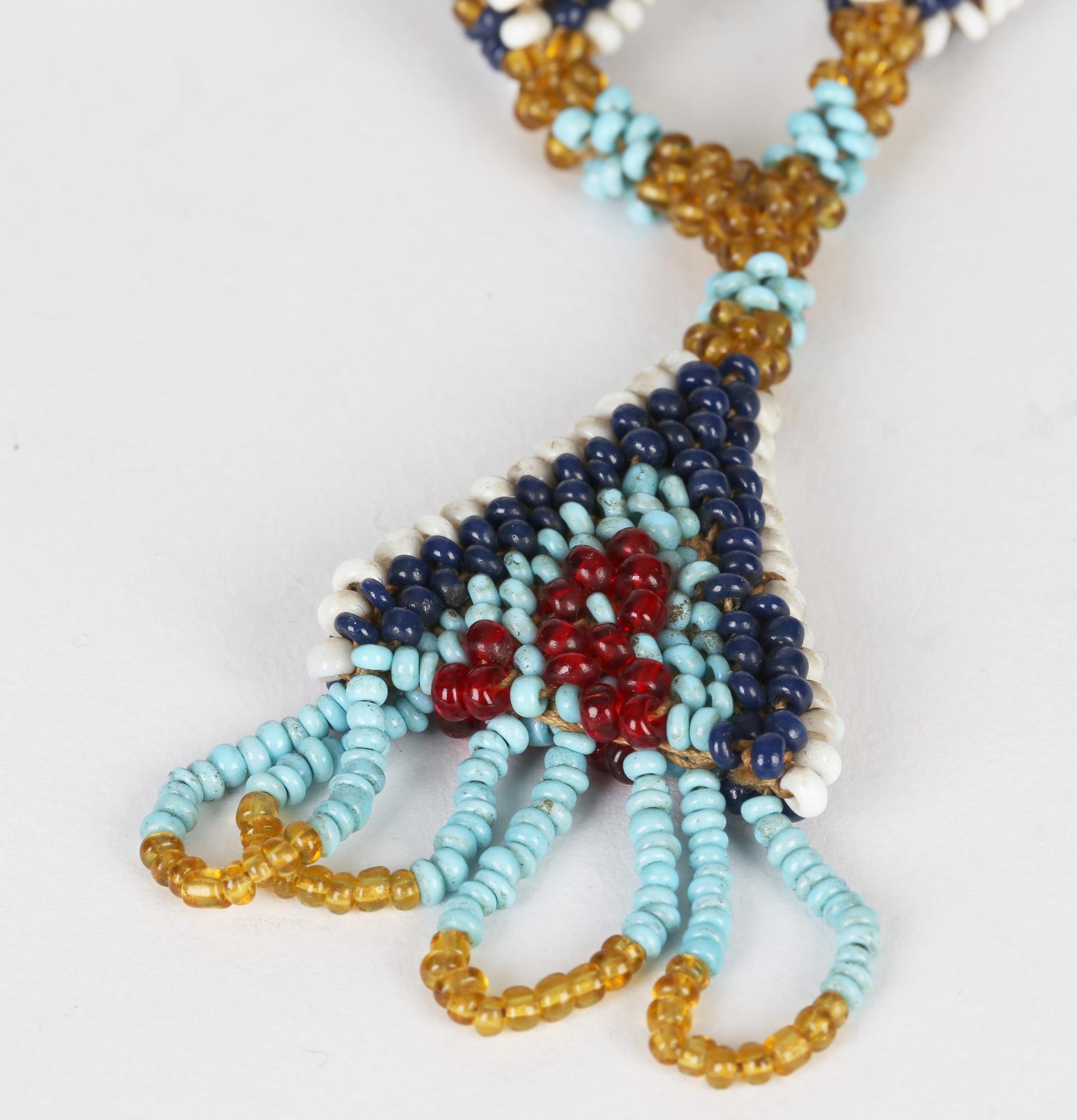 Turkish WWI Prisoner of War Glass Beadwork Amulet Necklace For Sale 2