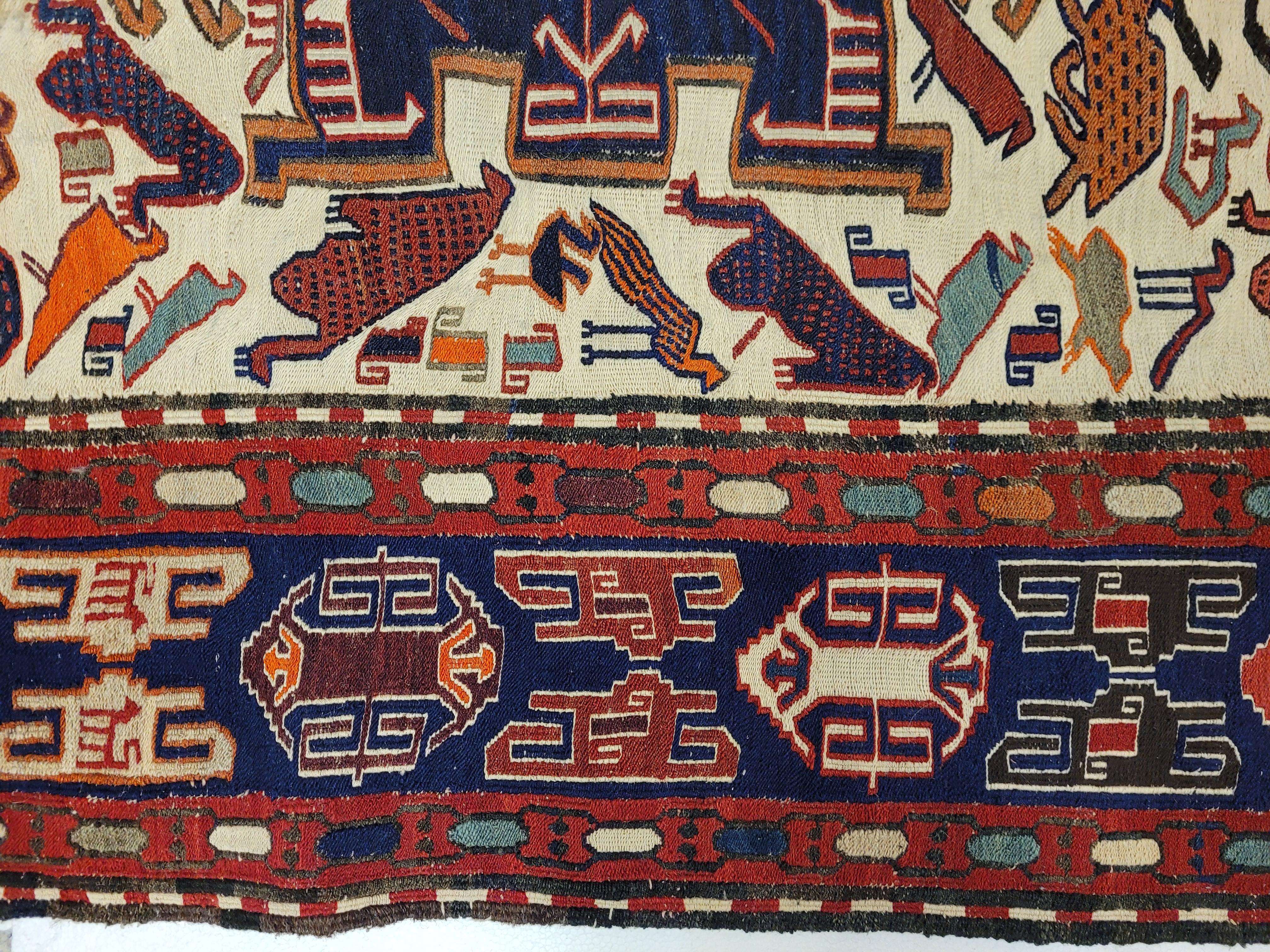 Tappeto Türkiye rosso blu, sumak kilim, lana e seta , certificato in vendita 4