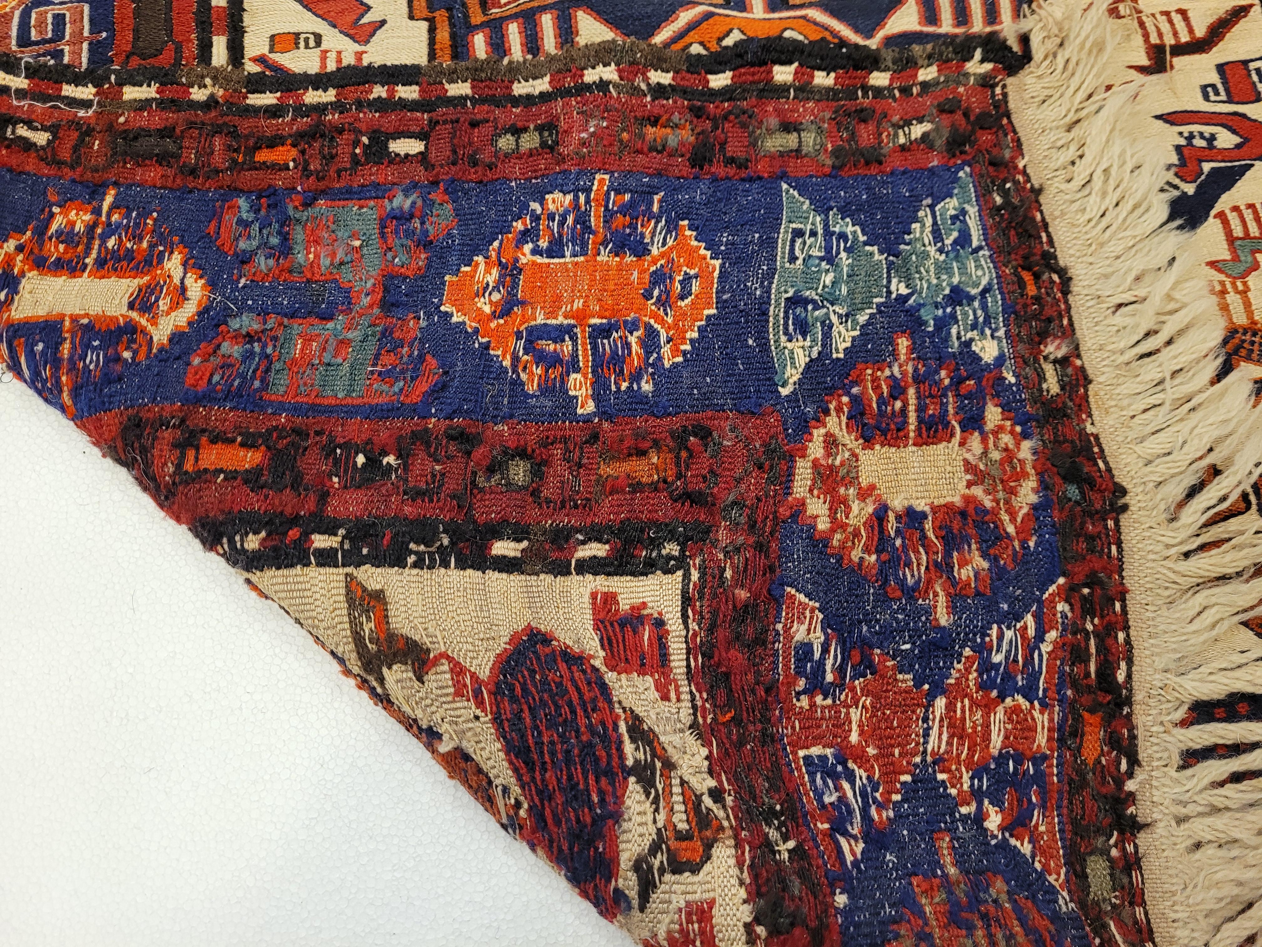 Tappeto Türkiye rosso blu, sumak kilim, lana e seta , certificato in vendita 8