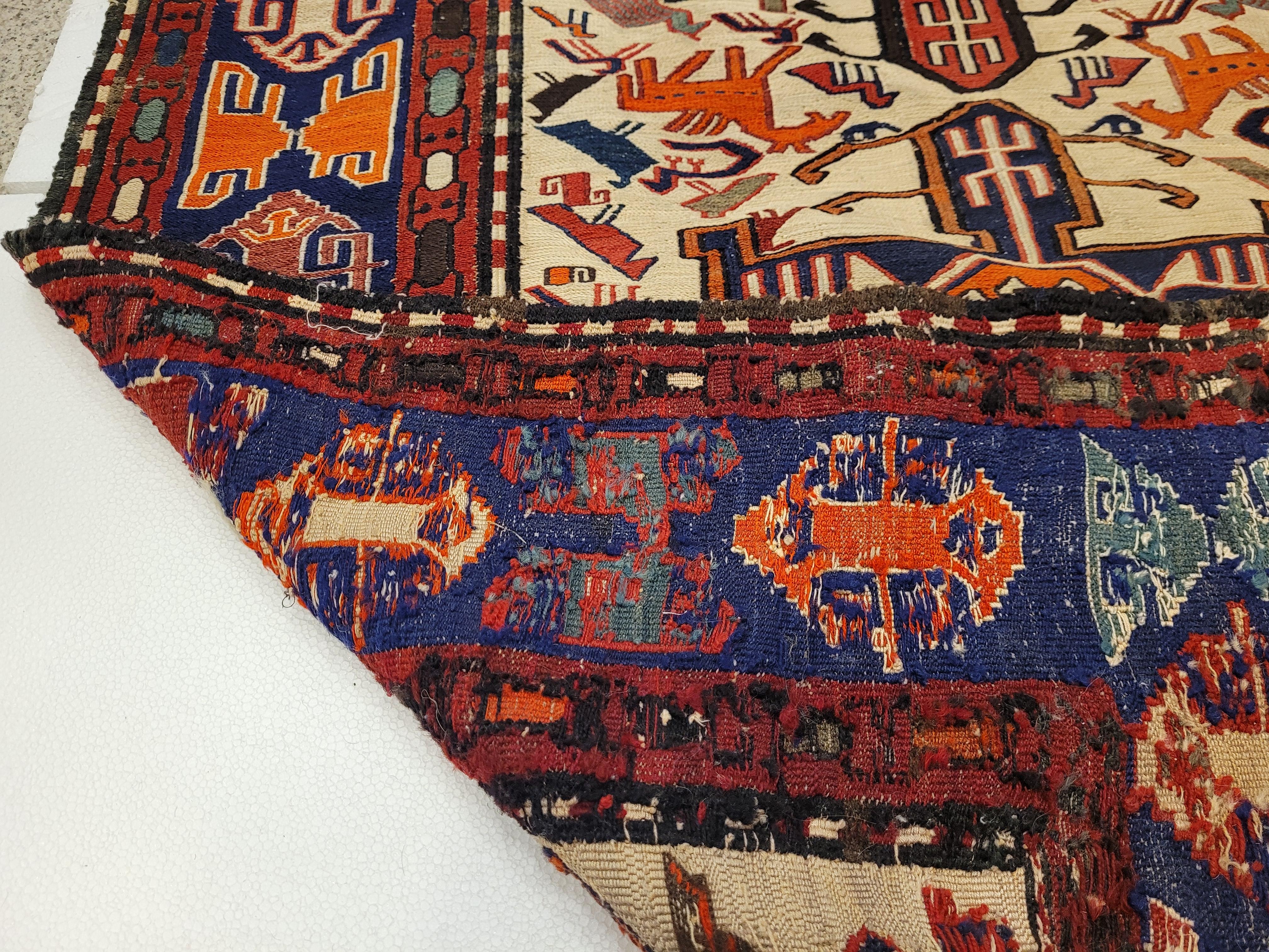 Tappeto Türkiye rosso blu, sumak kilim, lana e seta , certificato in vendita 9