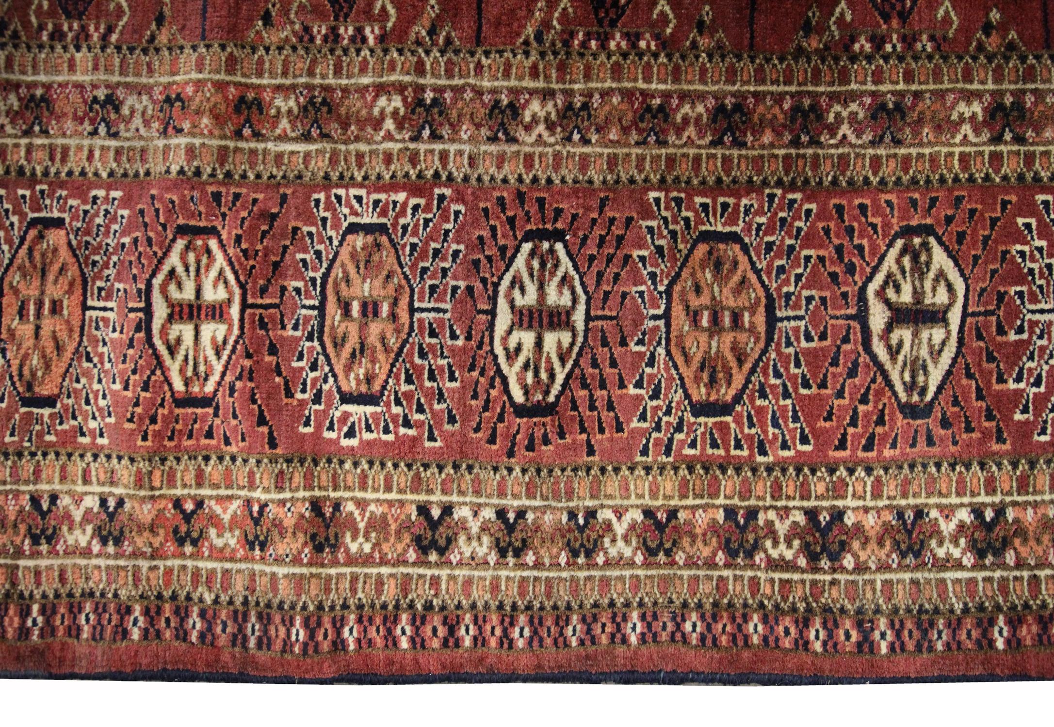 Turkmen Area Rug Bokhara Carpet Large Antique Handwoven Carpet 2
