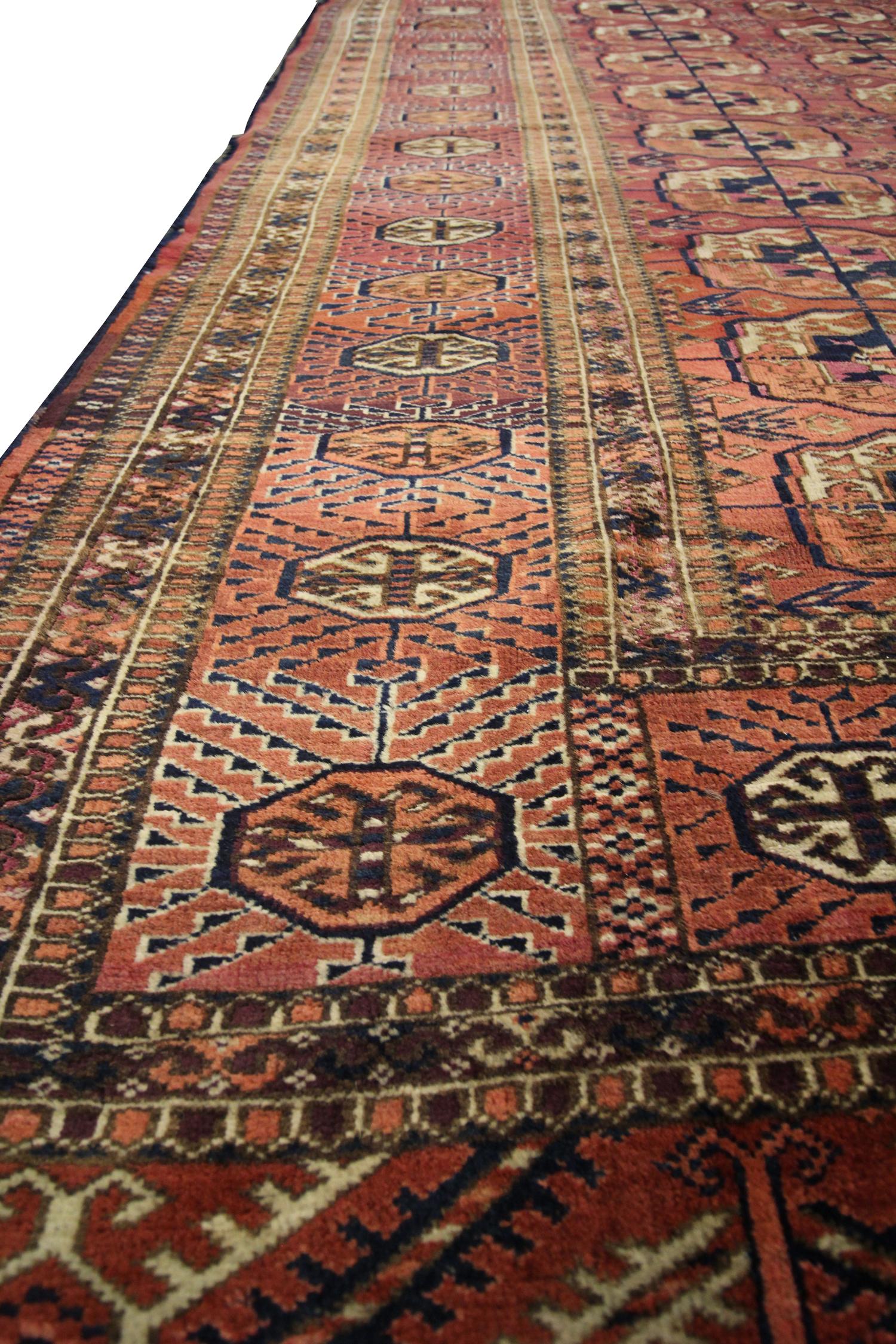 Turkmen Area Rug Bokhara Carpet Large Antique Handwoven Carpet 3