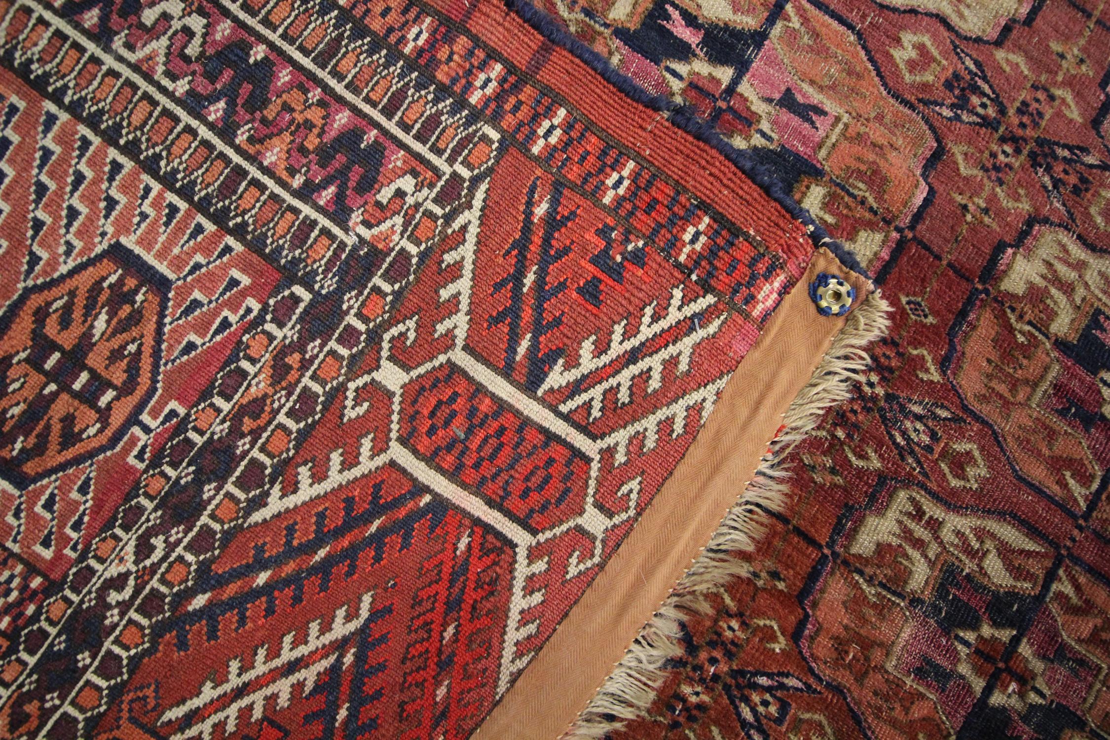 Turkmen Area Rug Bokhara Carpet Large Antique Handwoven Carpet 4