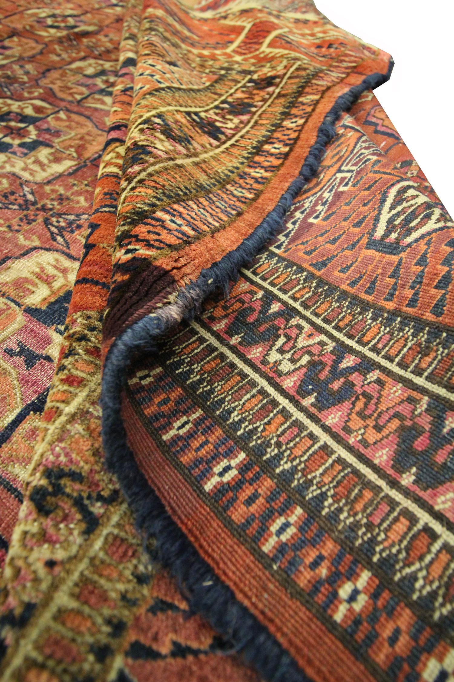 Turkmen Area Rug Bokhara Carpet Large Antique Handwoven Carpet 6