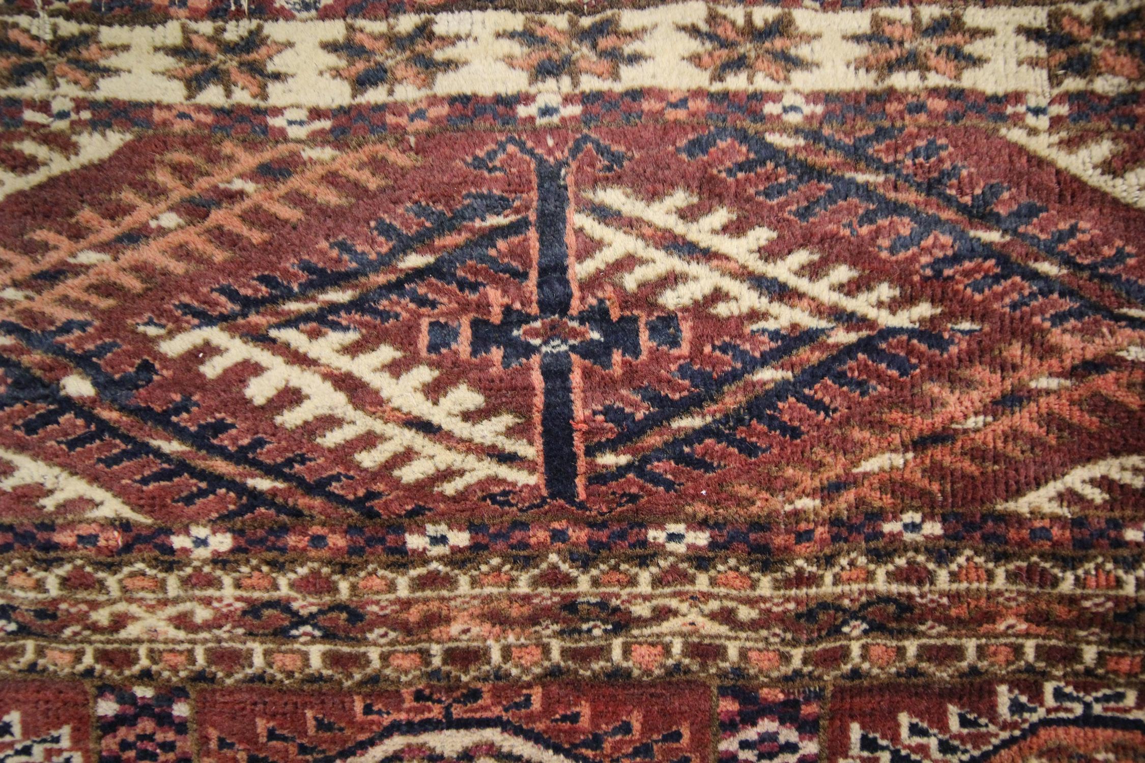 Turkmen Area Rug Bokhara Carpet Large Antique Handwoven Carpet 1