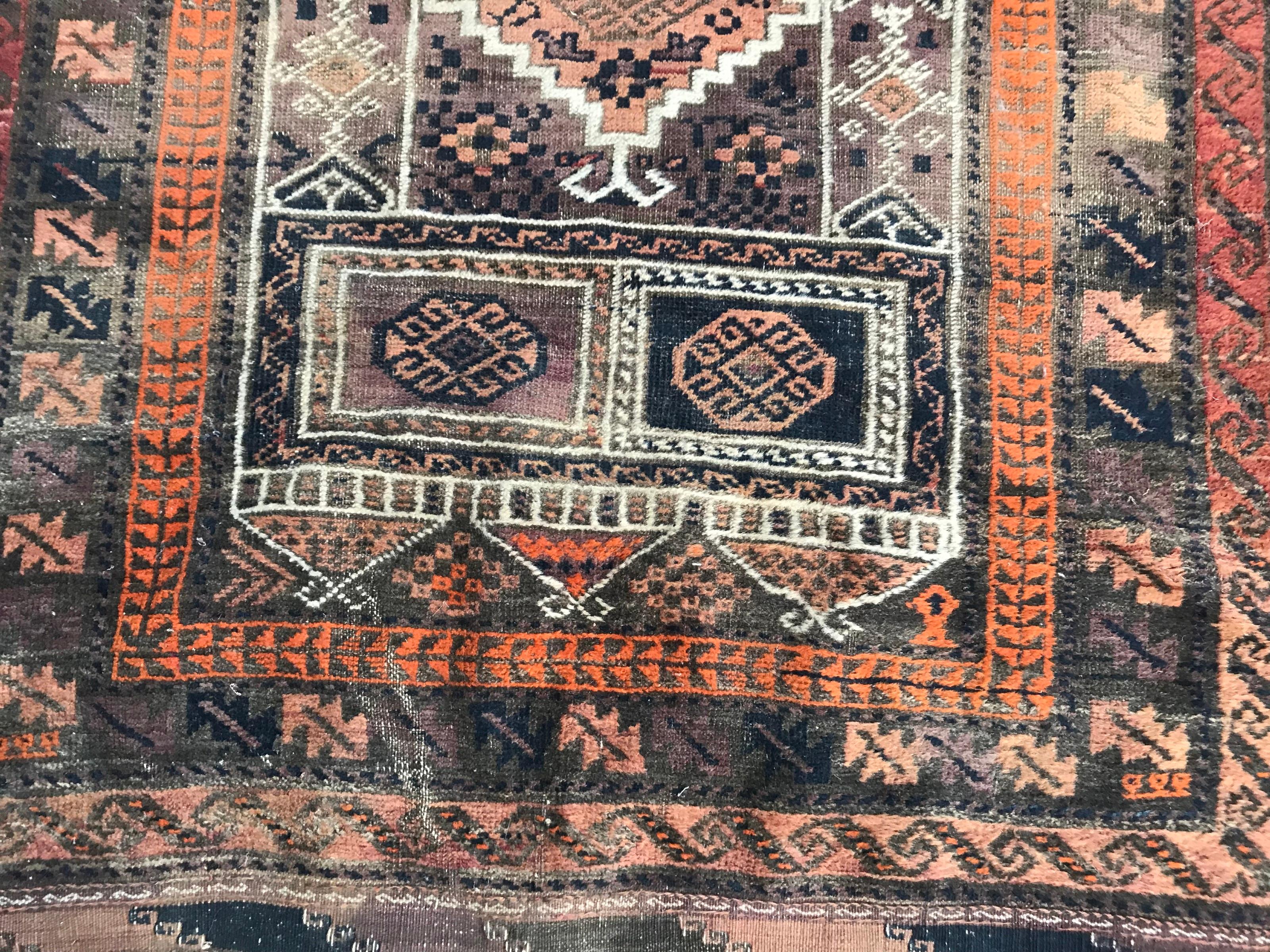 Tribal Turkmen Belutch Vintage Rug For Sale