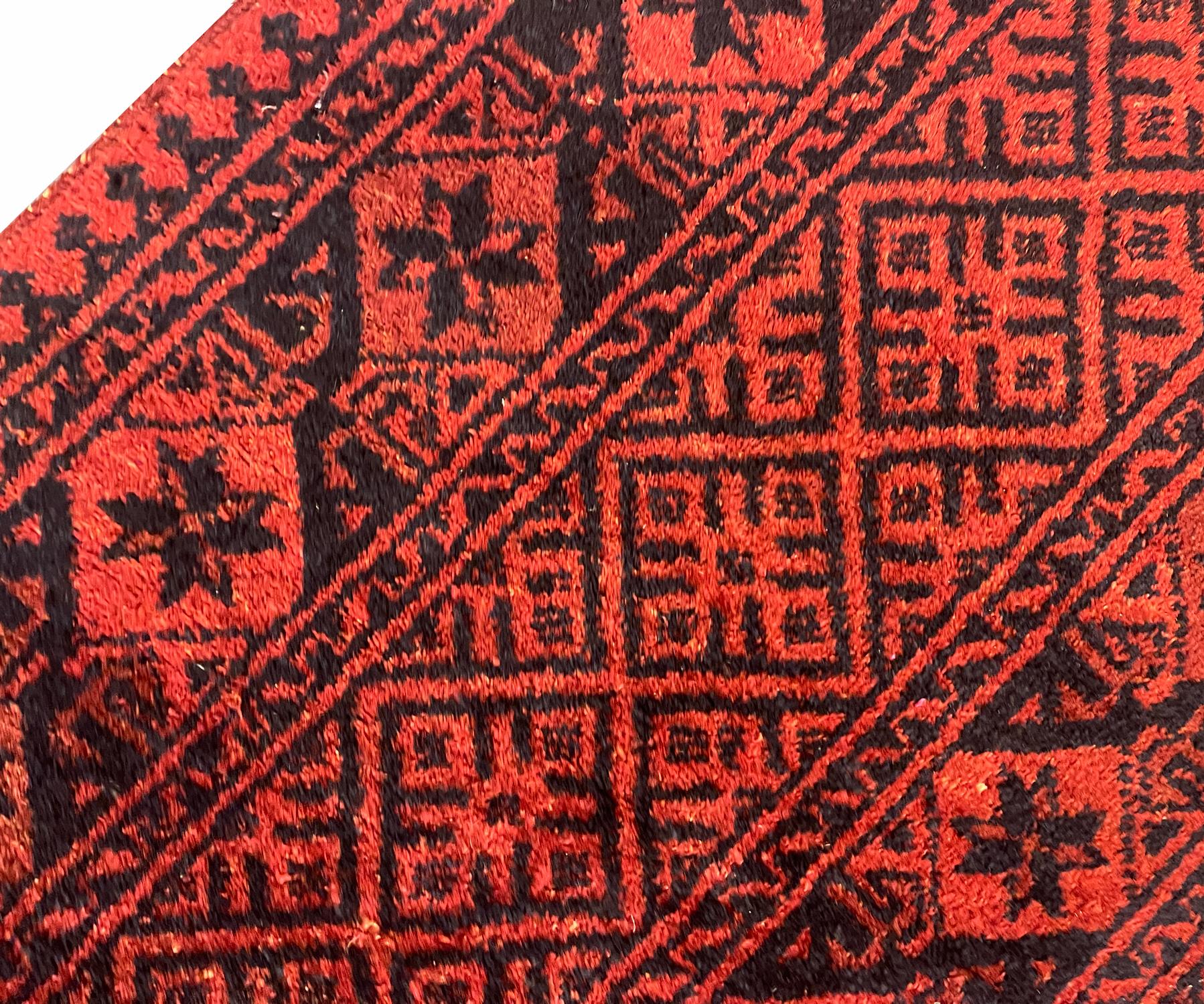 Turkmen Carpet Hand-Knotted Red Wool Rug Oriental Livingroom Rug For Sale 5