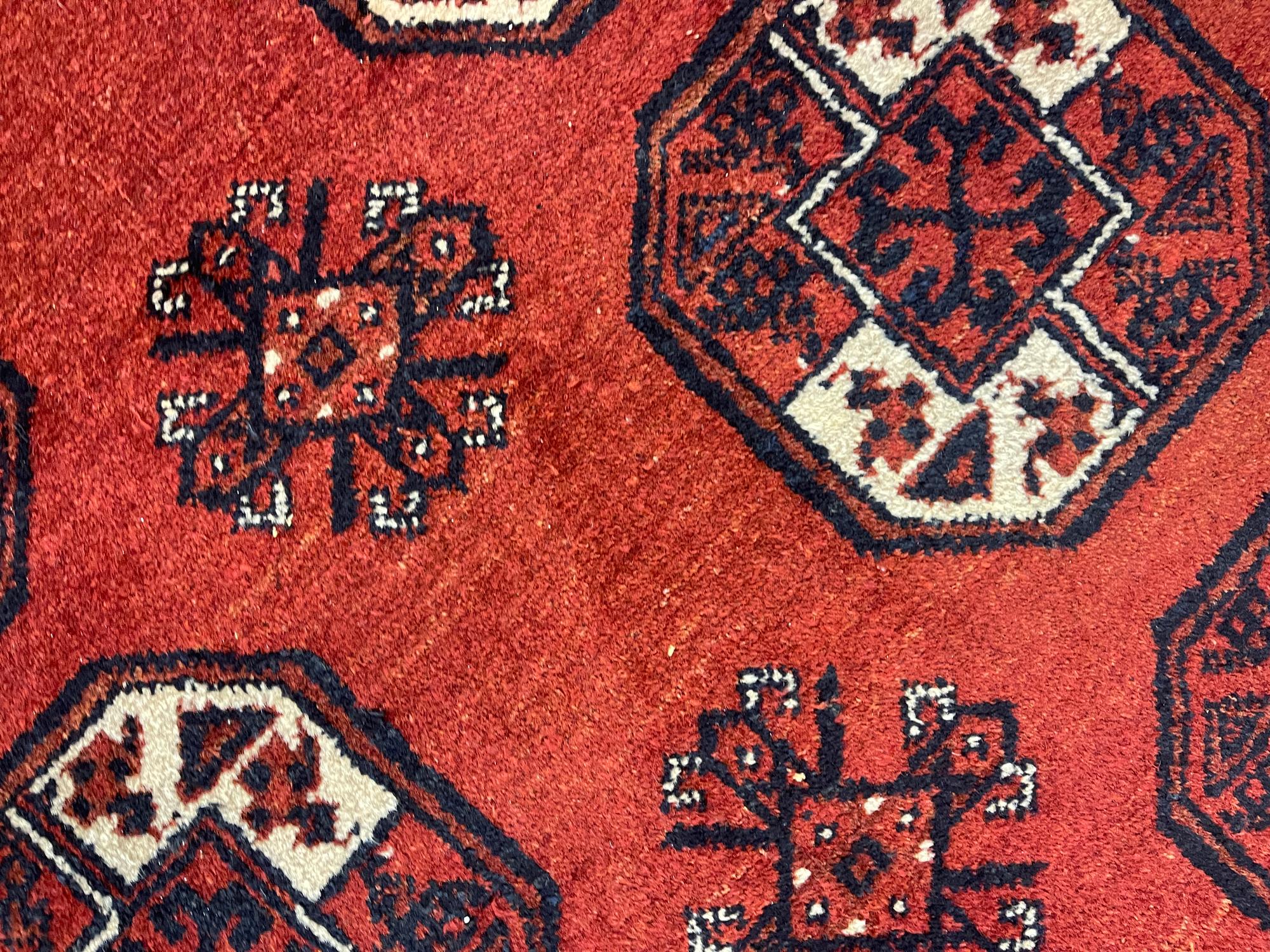 Turkmen Carpet Hand-Knotted Red Wool Rug Oriental Livingroom Rug For Sale 6