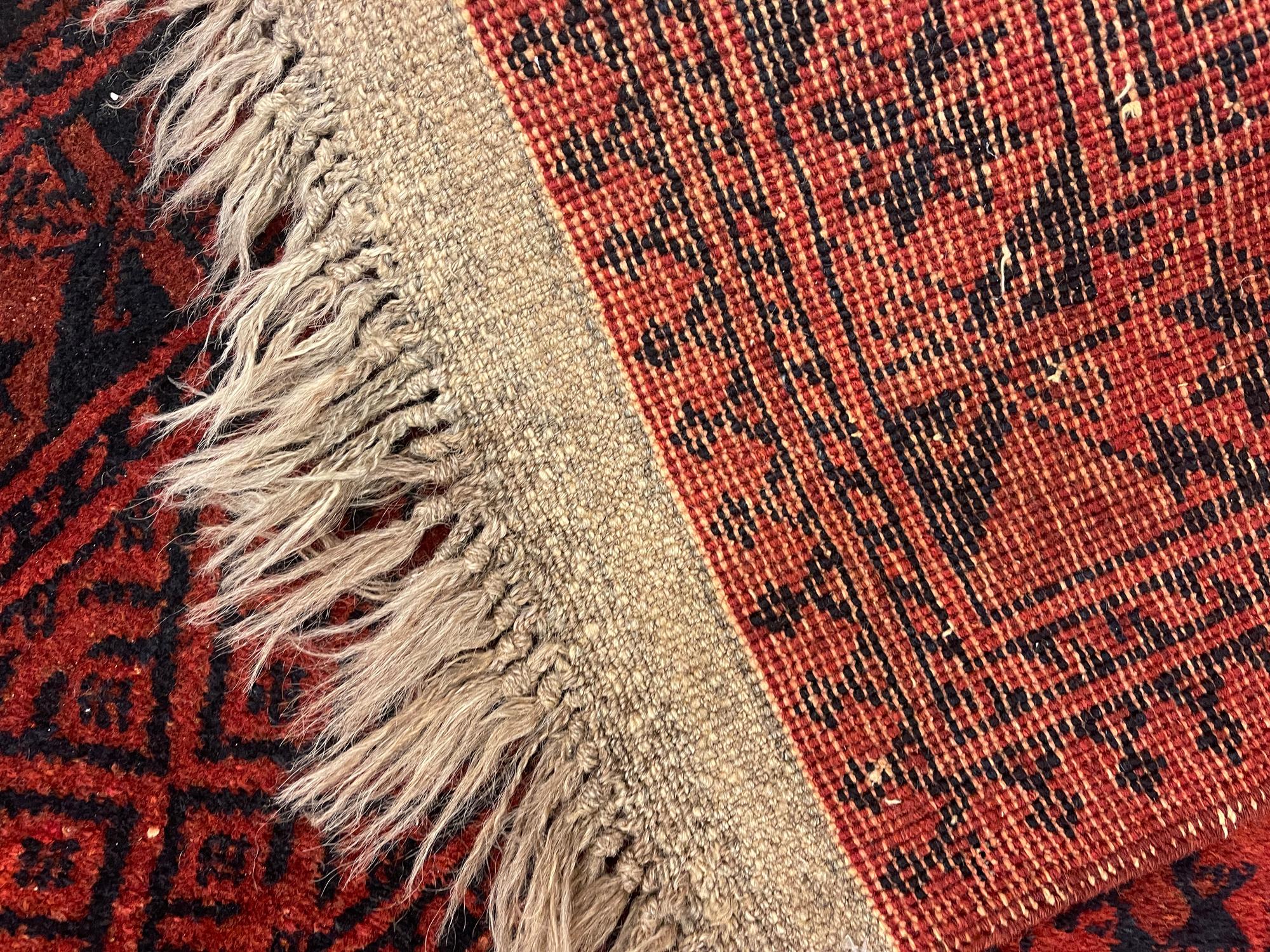 Turkmen Carpet Hand-Knotted Red Wool Rug Oriental Livingroom Rug For Sale 7