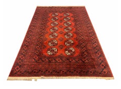 Tappeto Turkmen Carpet Annodato a mano in lana rossa Tappeto da salotto orientale