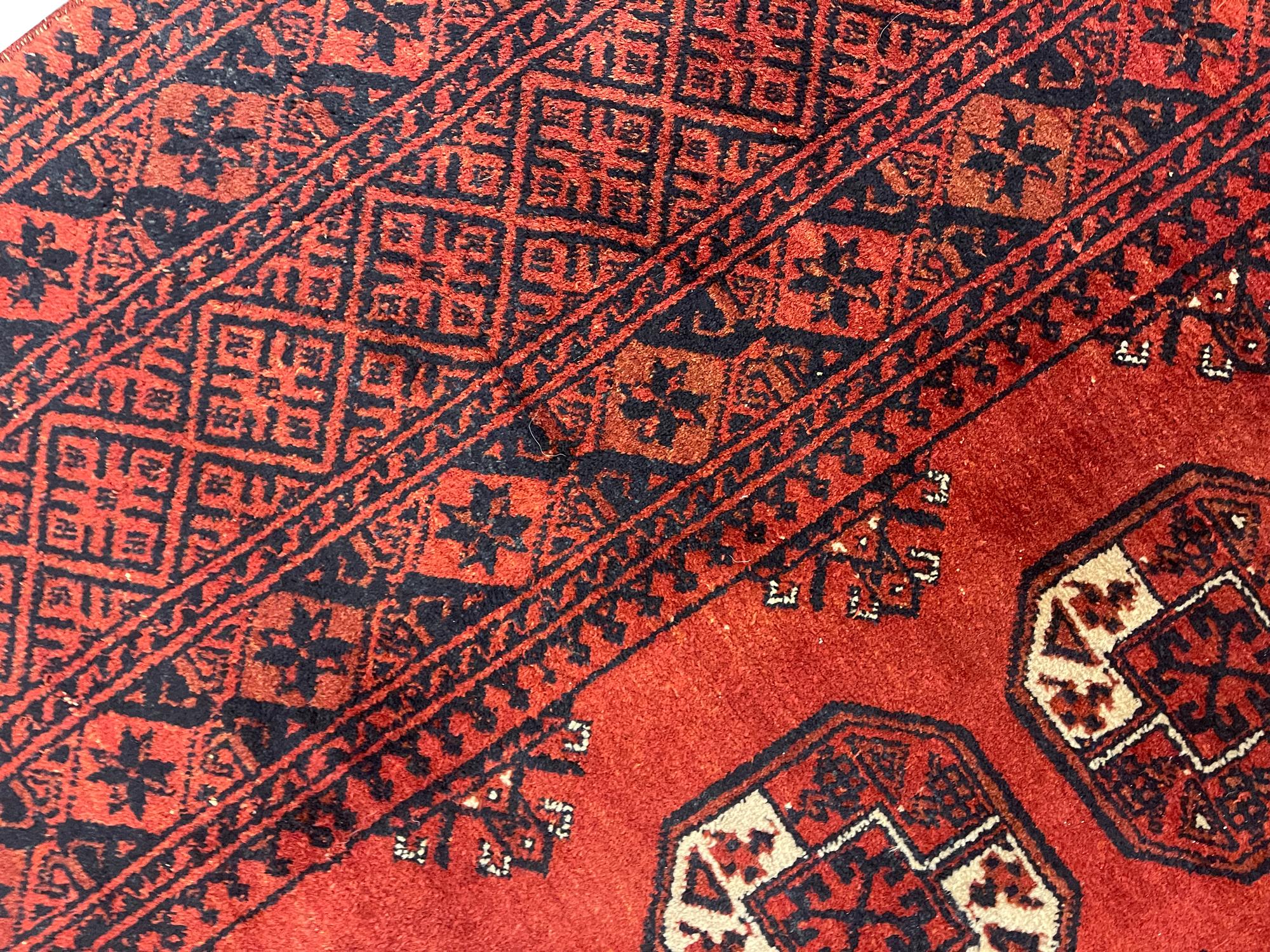 Turkmen Carpet Hand-Knotted Red Wool Rug Oriental Livingroom Rug For Sale 2