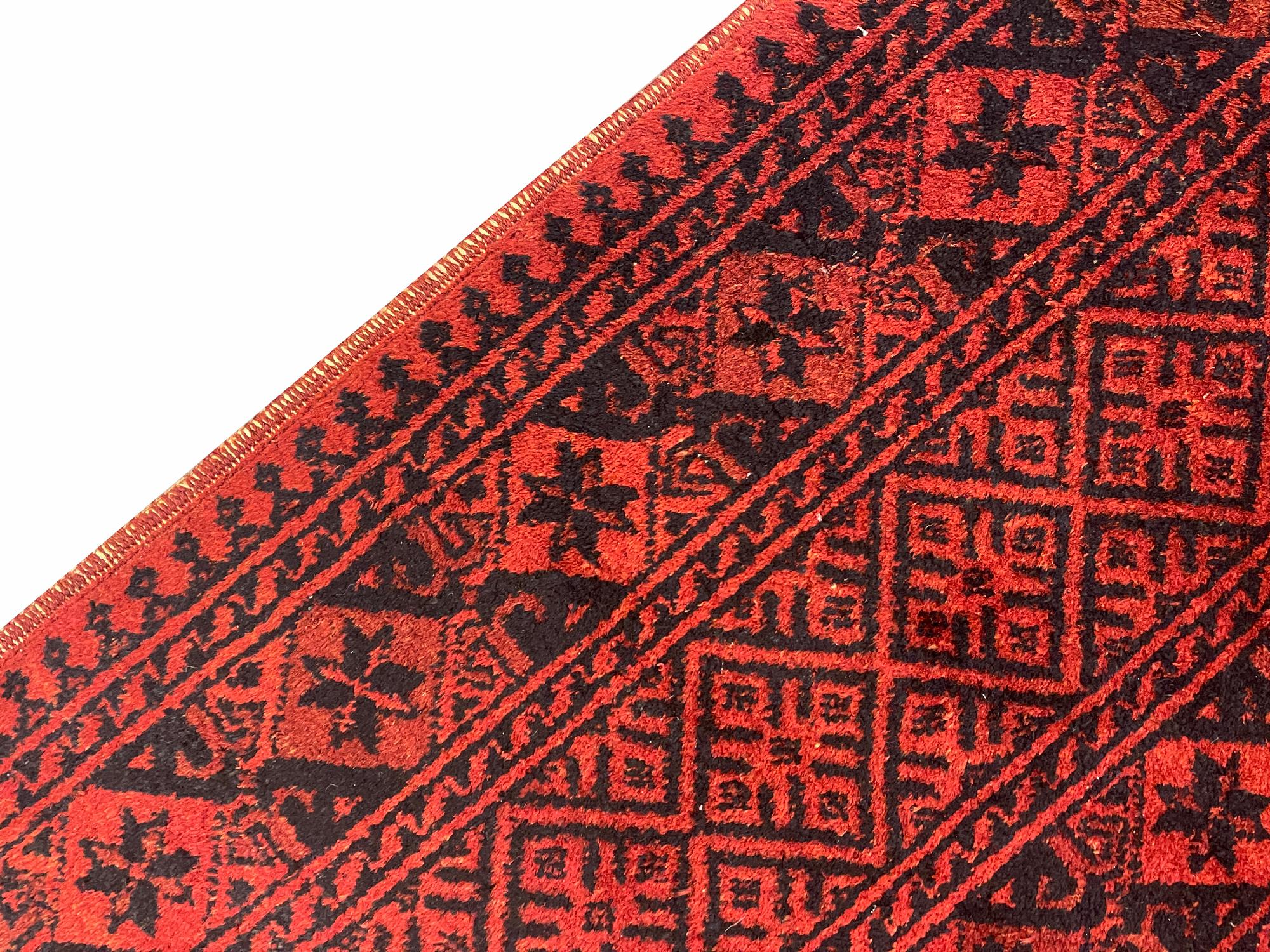 Turkmen Carpet Hand-Knotted Red Wool Rug Oriental Livingroom Rug For Sale 3
