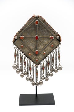 Turkmen Silver and Carnelian Pendant