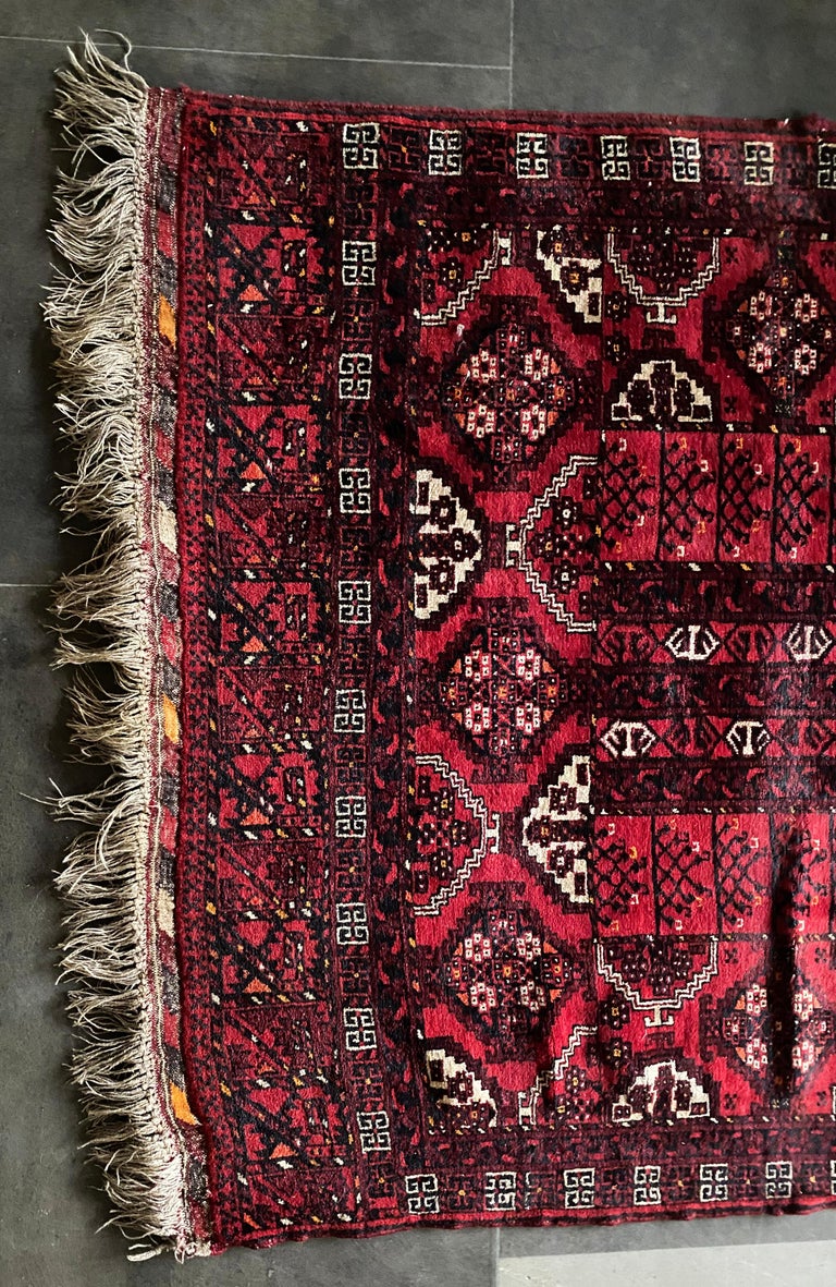 Turkmenistan Ersari Tent Door Rug with Stunning Tribal Motif, Mid-20th ...