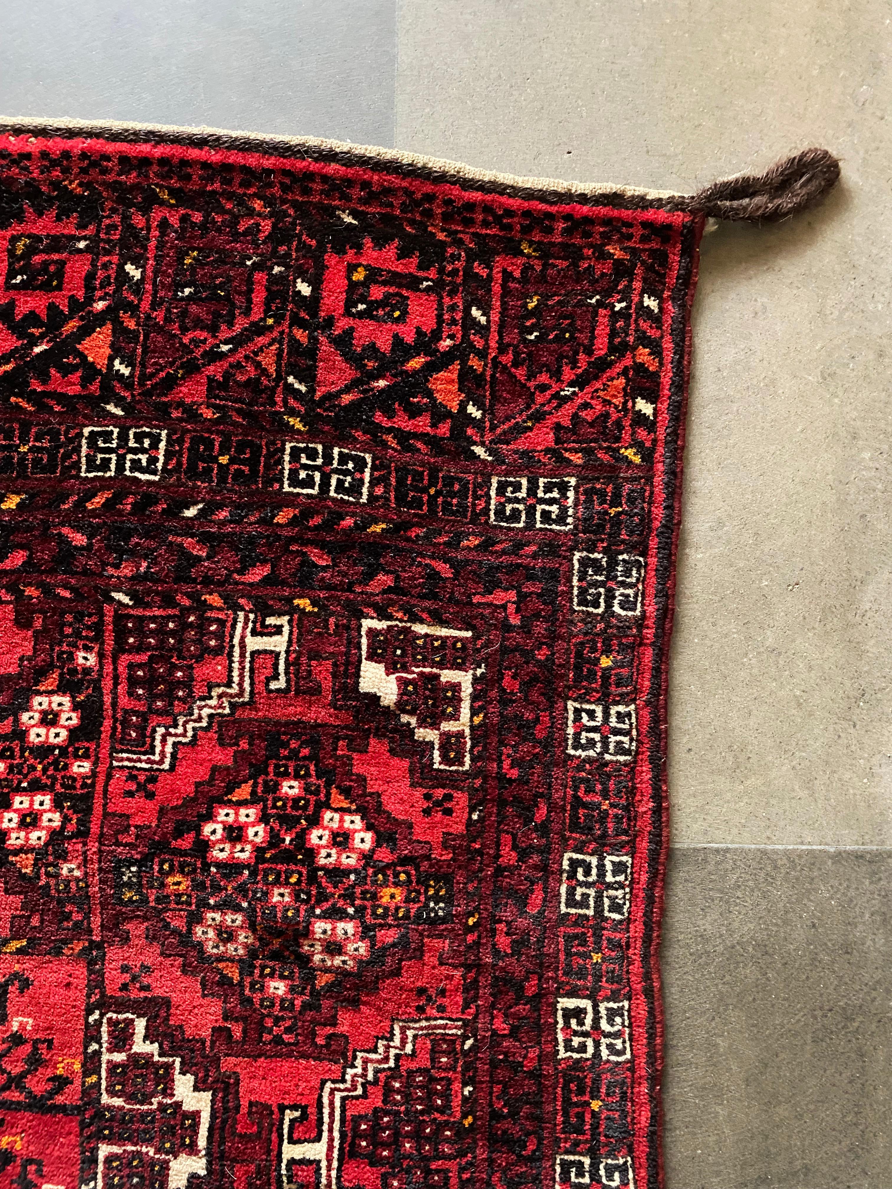 Hand-Knotted Turkmenistan Ersari Tent Door Rug with Stunning Tribal Motif, Mid-20th Century For Sale