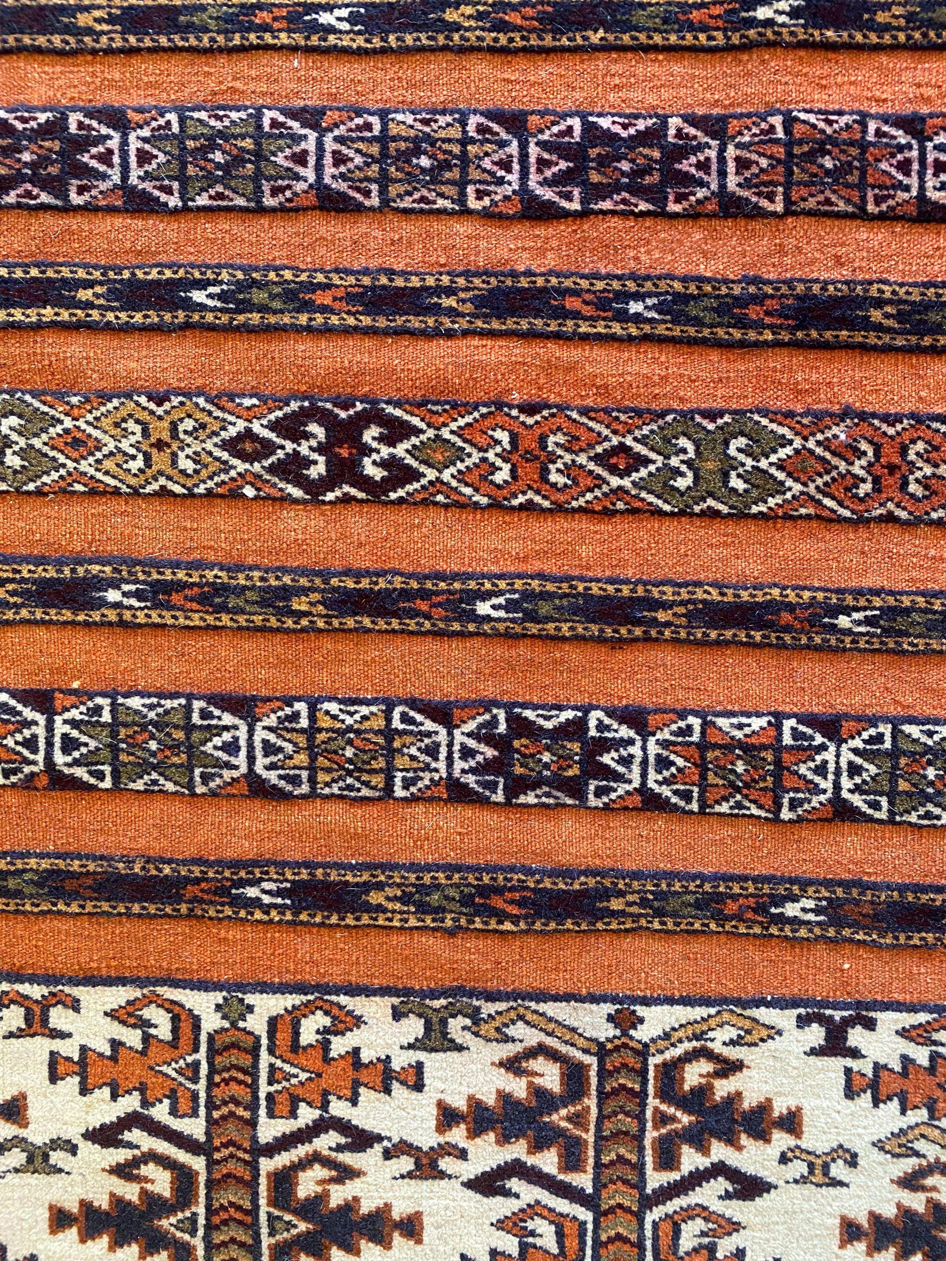 Hand-Knotted Turkmenistan Yomud Tribal Rug, Early 20th Century For Sale