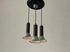 Turkois Enamel 3 Shade Cascade Lamp by VEB Leuchten, 1960s, Germany