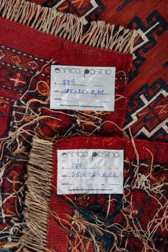 Antique Turkoman Rug Bag Faces, Hand-Woven Wool, Circa 1900