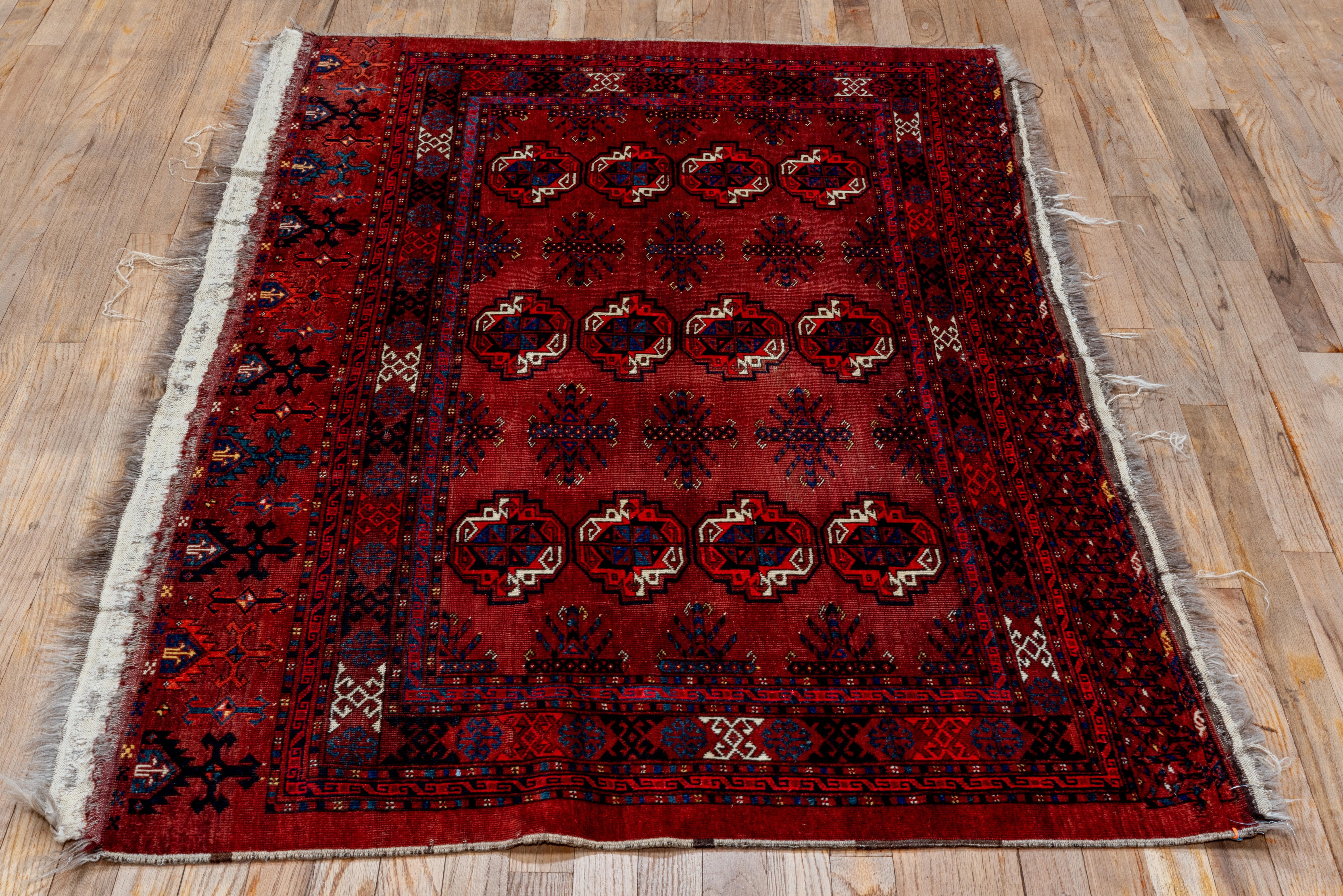 Turkoman Traditional Triabl Rug in Reds and Blacks For Sale 2