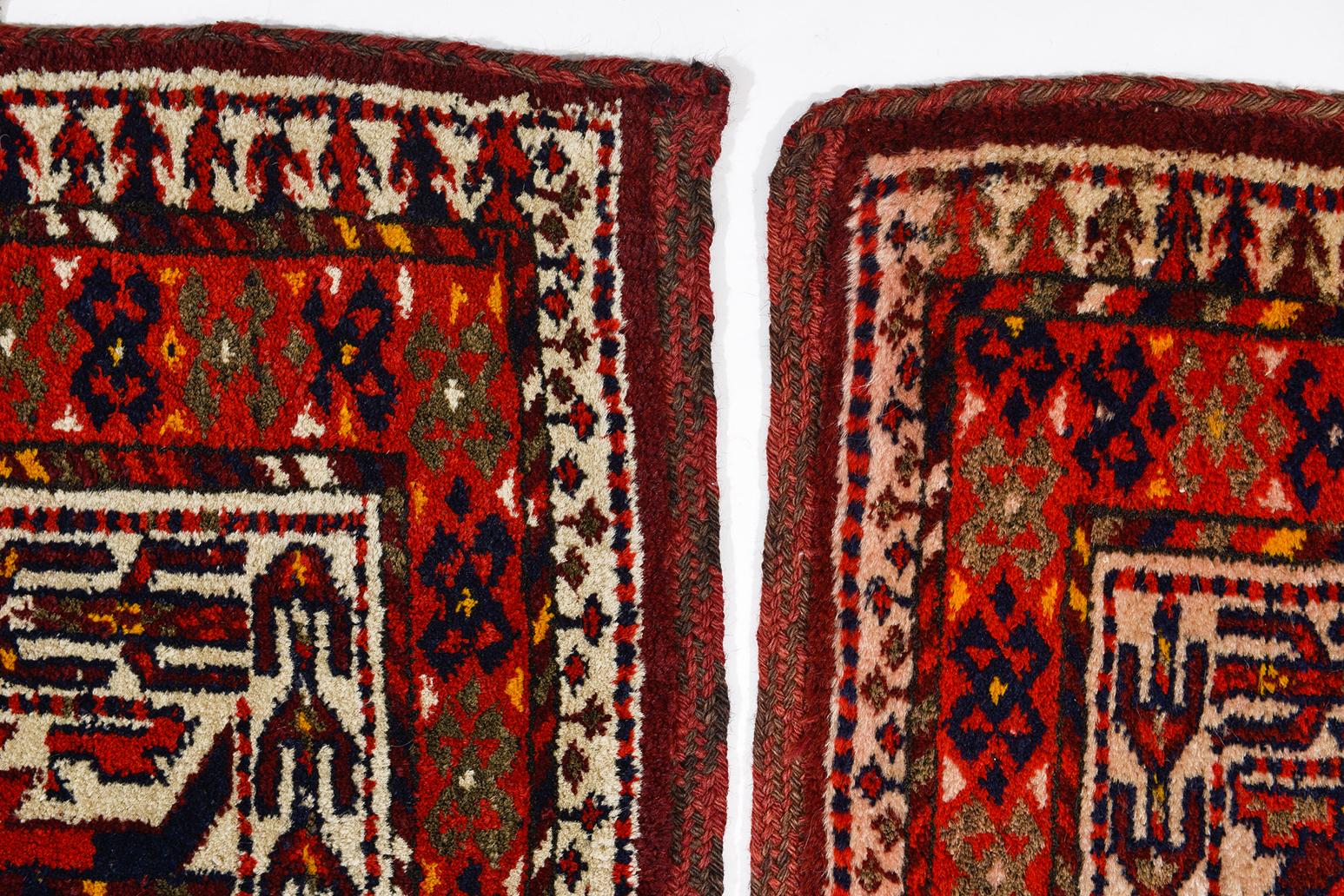 Rare Pair Turkoman Yomut Rugs, Camel Trapping or Headboard In Good Condition In Alessandria, Piemonte