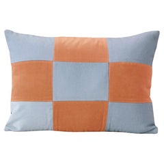 TURMALINA II Blue & Camel Velvet Deluxe Patchwork Decorative Pillow