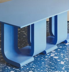 Turn Blue Dining Table in Lacquered Wood by Hermhaus