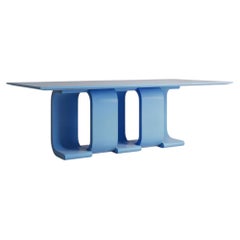 Turn Blue Dining Table in Lacquered Wood by Hermhaus
