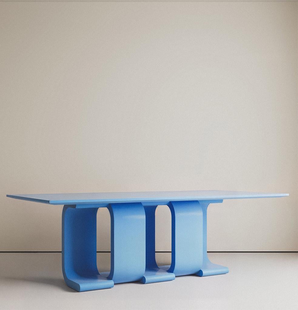 Mid-Century Modern Table à manger Turn Blue by Hermhaus en vente