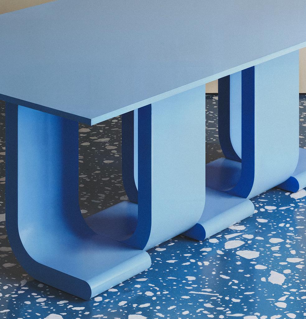 Turc Table à manger Turn Blue by Hermhaus en vente