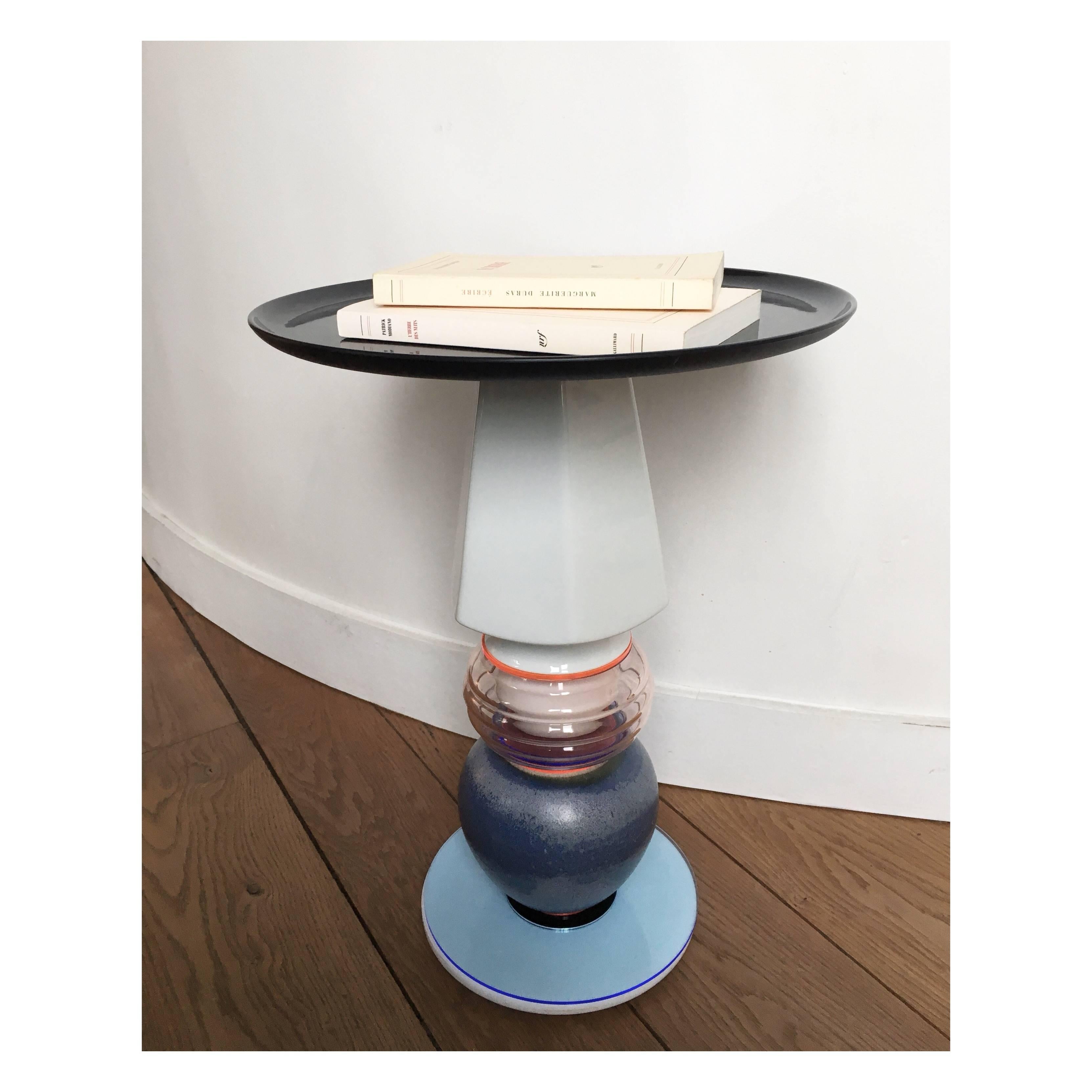 Mid-Century Modern 'Turn Me On' side table - Vintage ceramics and glass - One off piece
